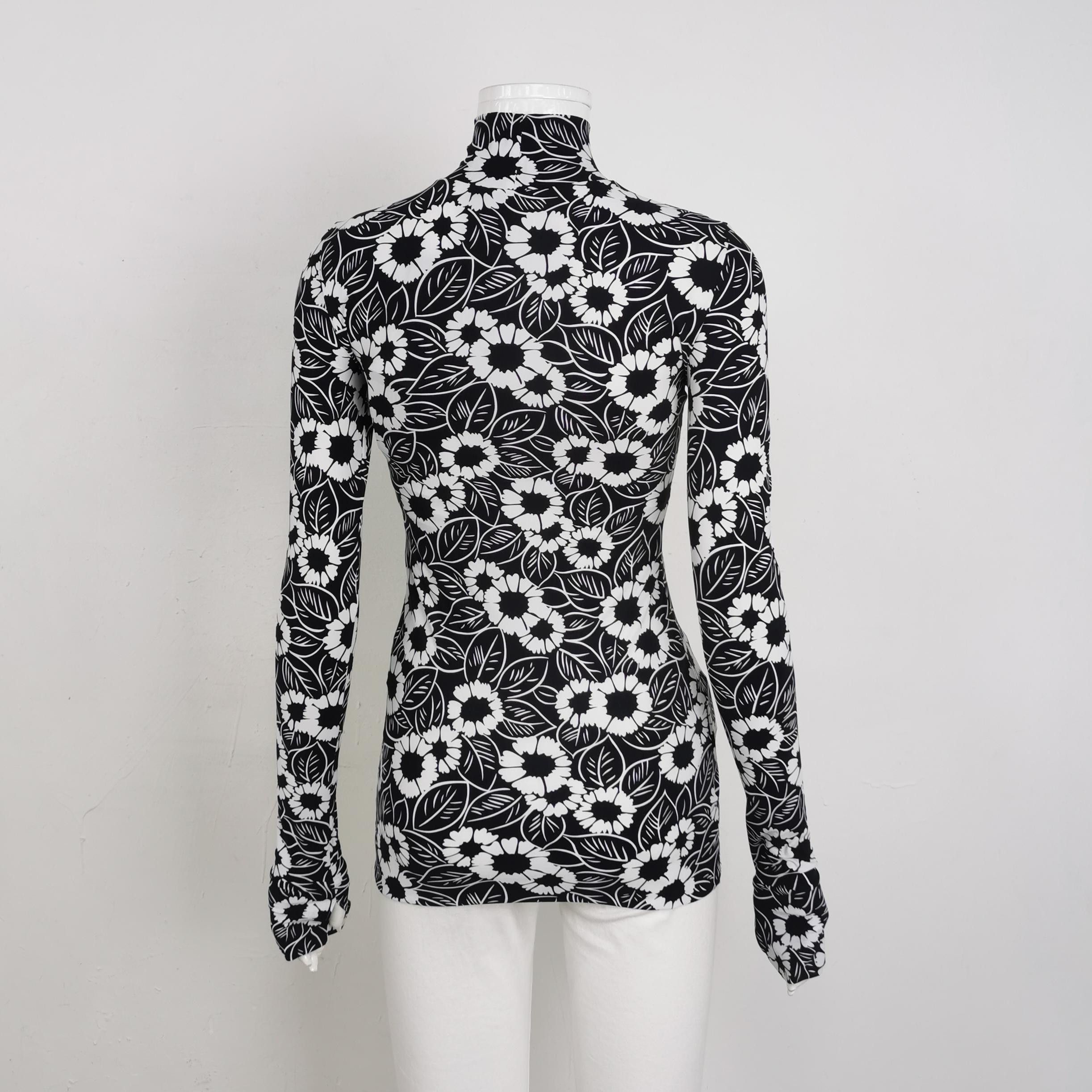 Prada Prada Floral High Neck Long Sleeve Top Size 38 Size XS / US 0-2 / IT 36-38 - 2 Thumbnail