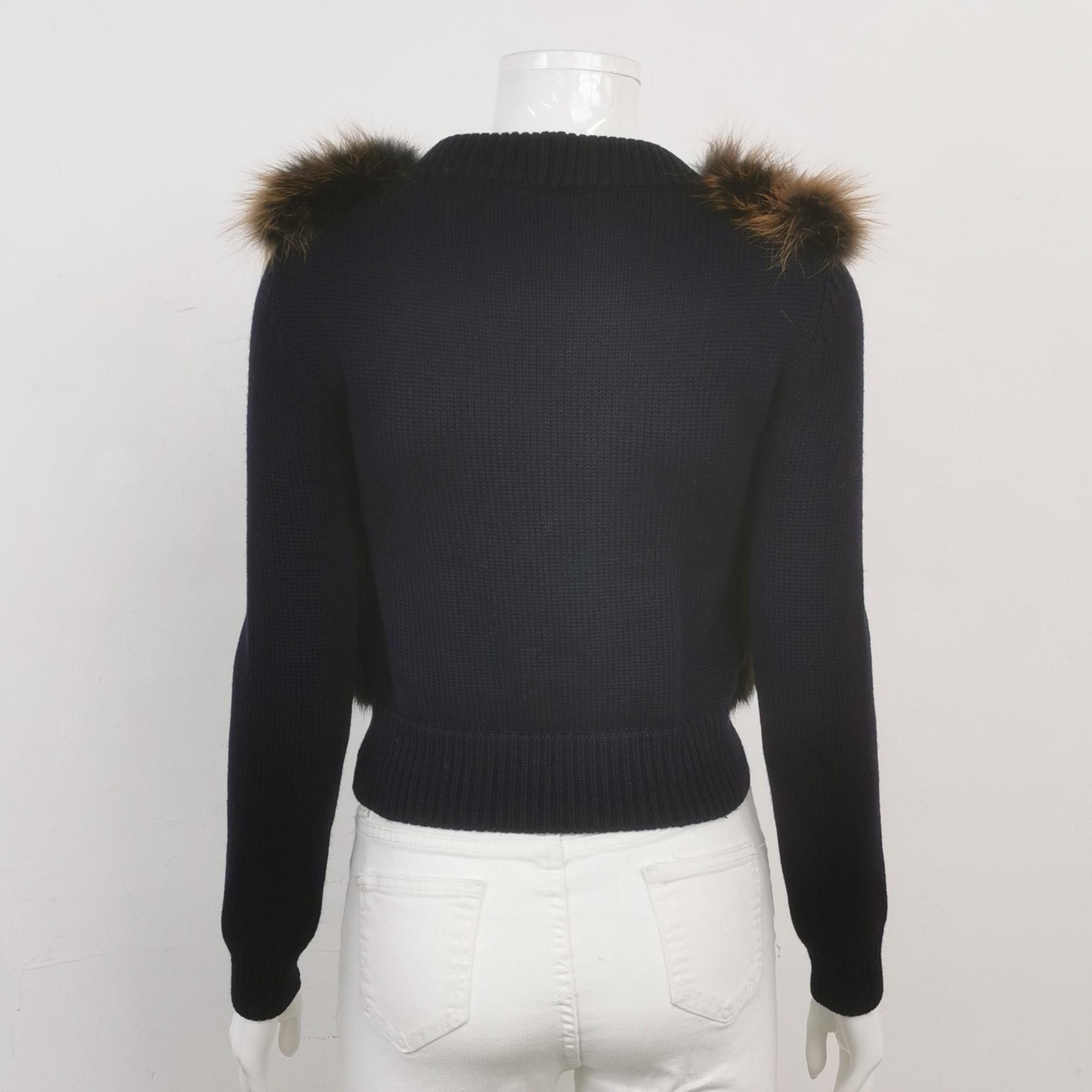 Prada Prada Fur Trim Knit Jacket IT 36 Size XS / US 0-2 / IT 36-38 - 2 Thumbnail