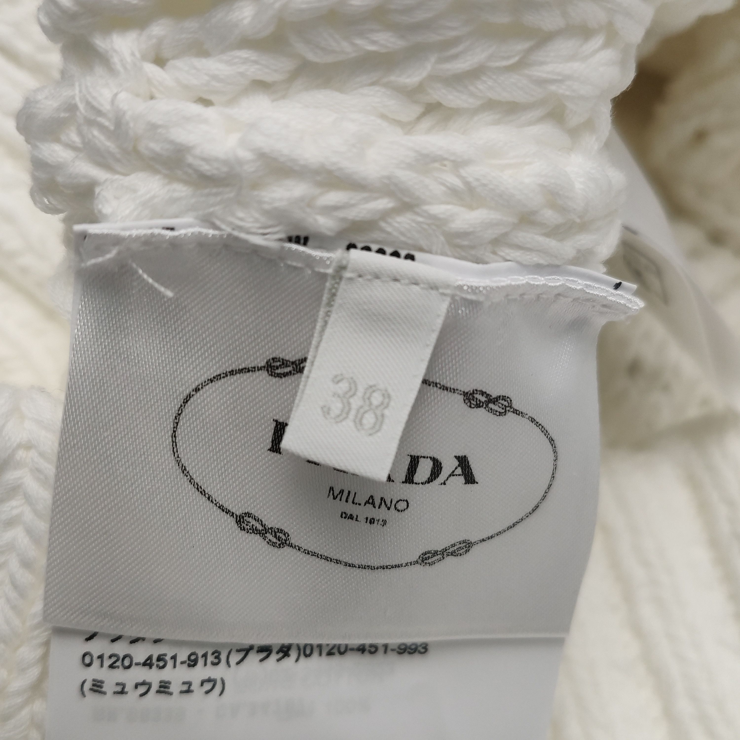 Prada Prada White Cotton V-Neck Sweater Size 38 Size XS / US 0-2 / IT 36-38 - 7 Thumbnail