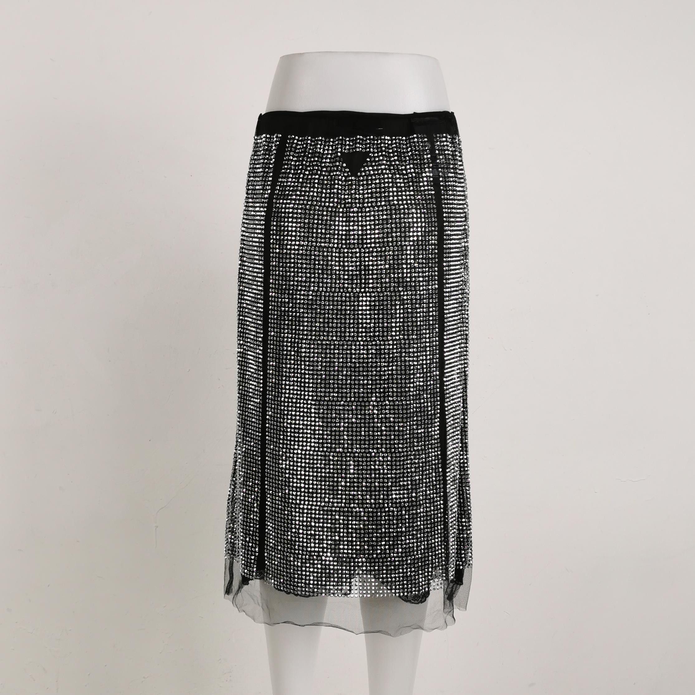Prada Prada Rhinestone Embellished Midi Skirt Size 40 Size 27" / US 4 / IT 40 - 2 Thumbnail
