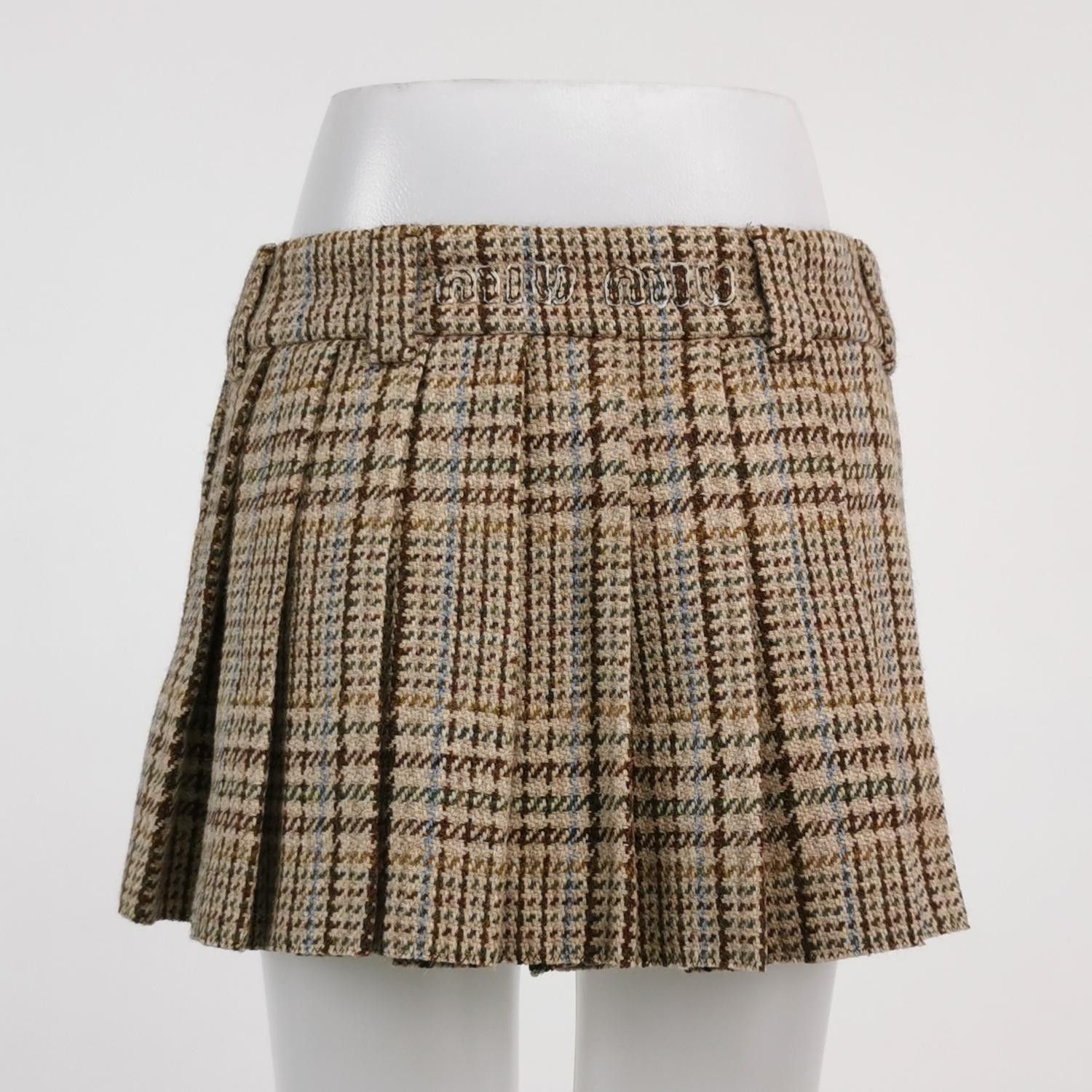 Miu Miu Miu Miu Plaid Virgin Wool Mini Skirt Size 38 Size 26" / US 2 / IT 38 - 2 Thumbnail
