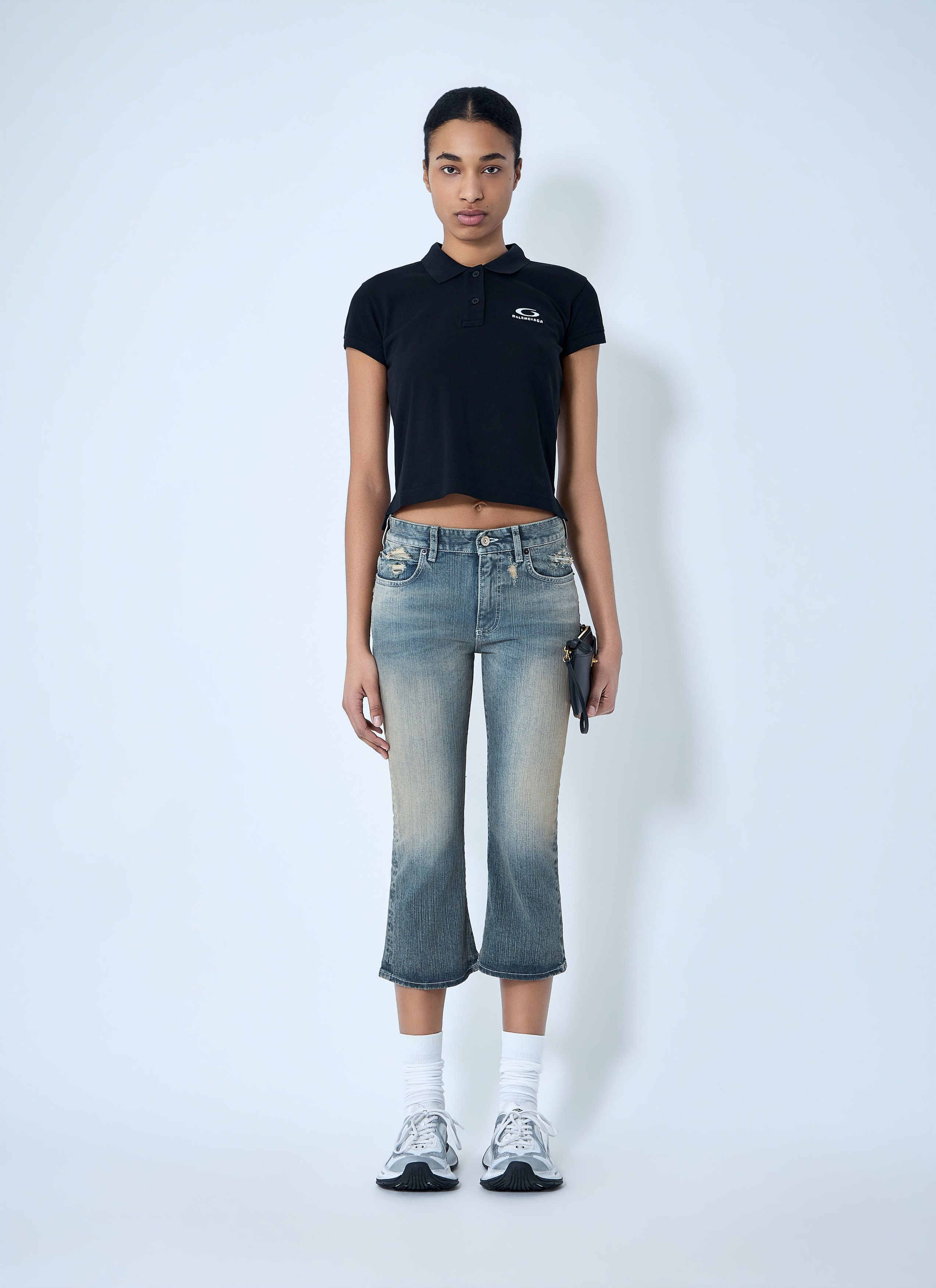 Balenciaga Cropped Polo Shirt Size L / US 10 / IT 46 - 2 Thumbnail