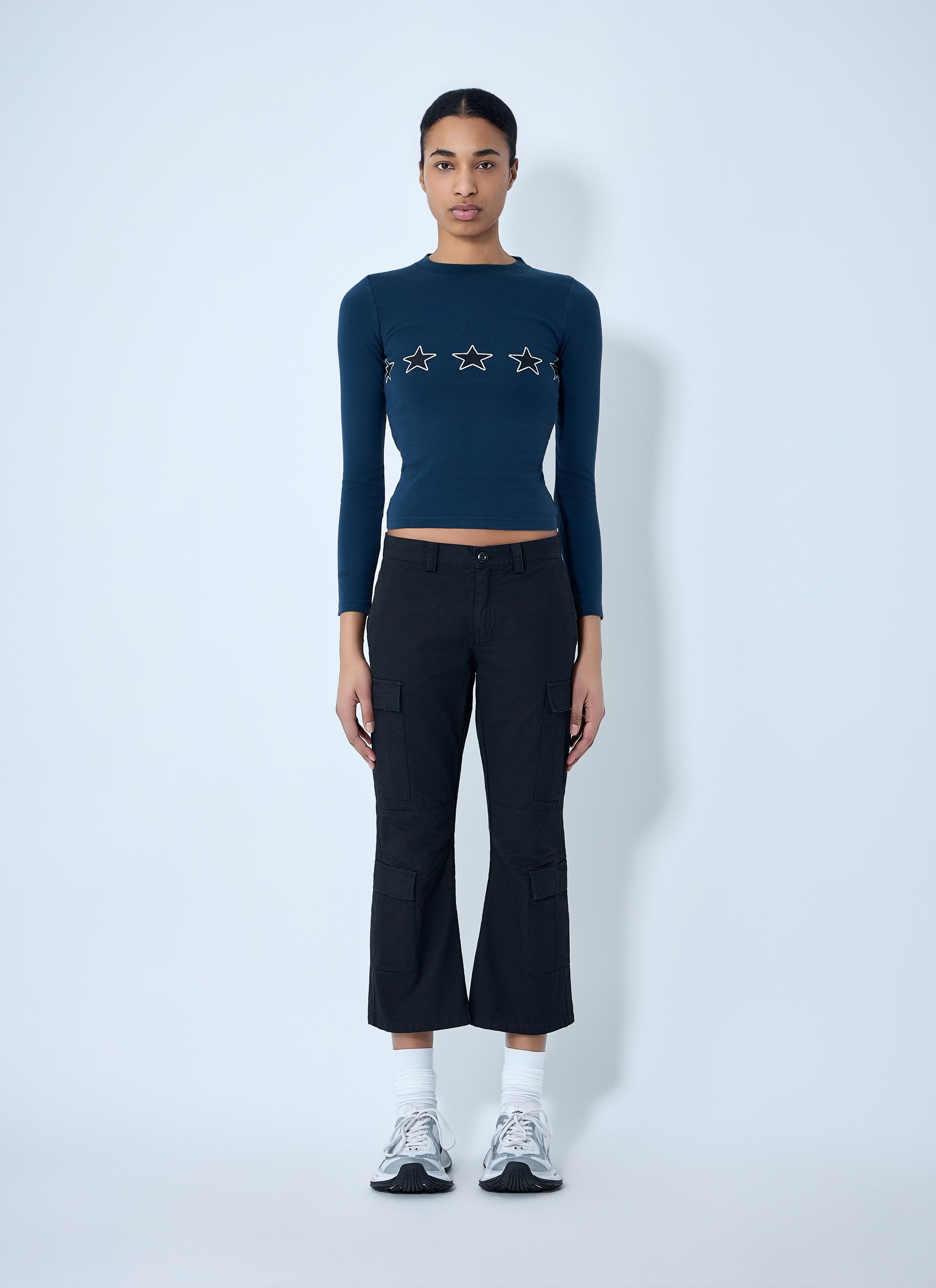 Balenciaga Star Embroidered Ribbed Top Size XS / US 0-2 / IT 36-38 - 2 Thumbnail