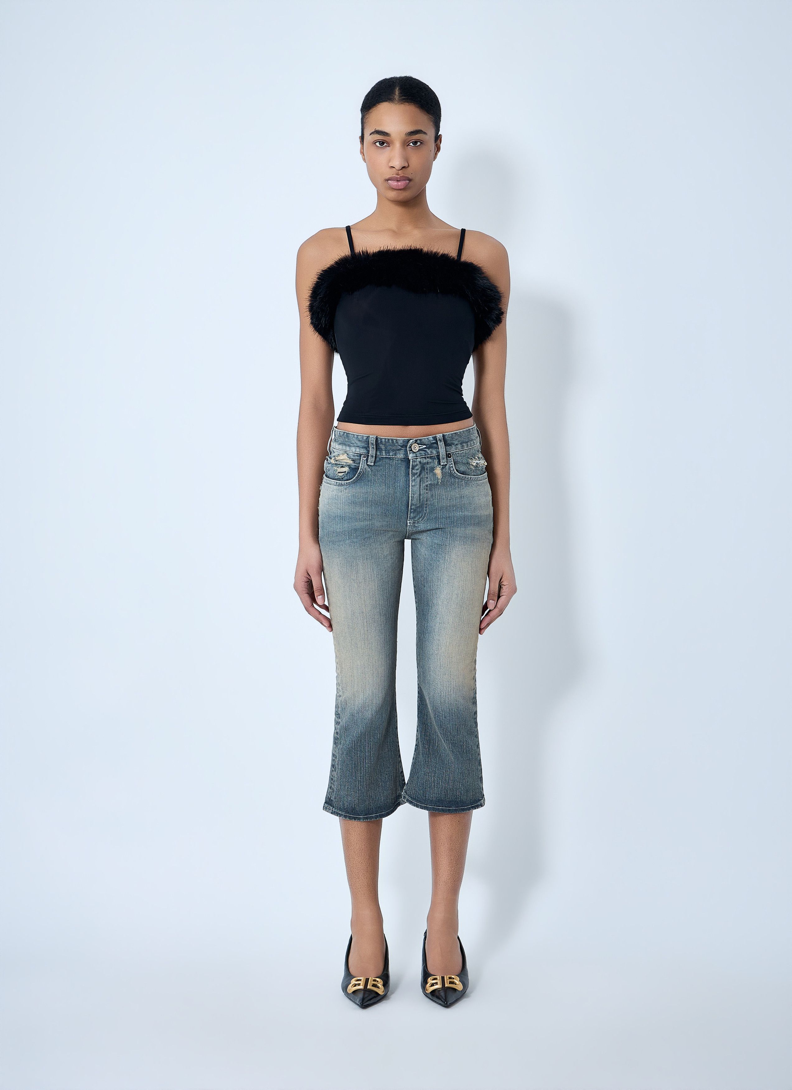 Balenciaga Faux Fur Strap Top Size S / US 4 / IT 40 - 2 Thumbnail