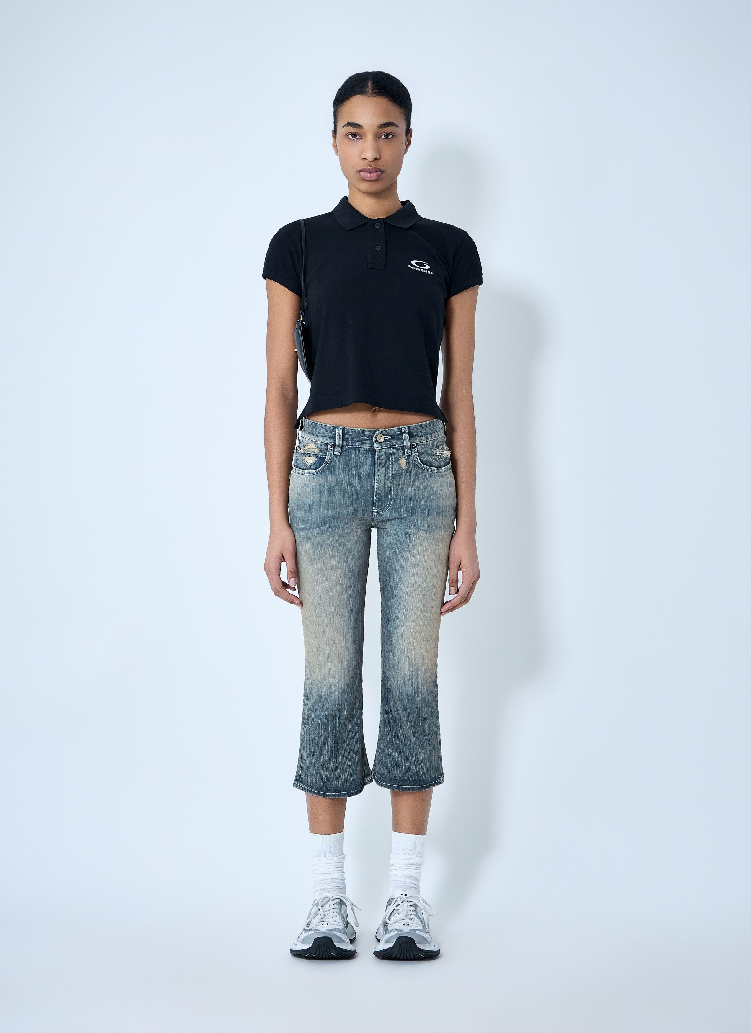 Balenciaga Cropped Distressed Denim Jeans Size 27" / US 4 / IT 40 - 2 Thumbnail