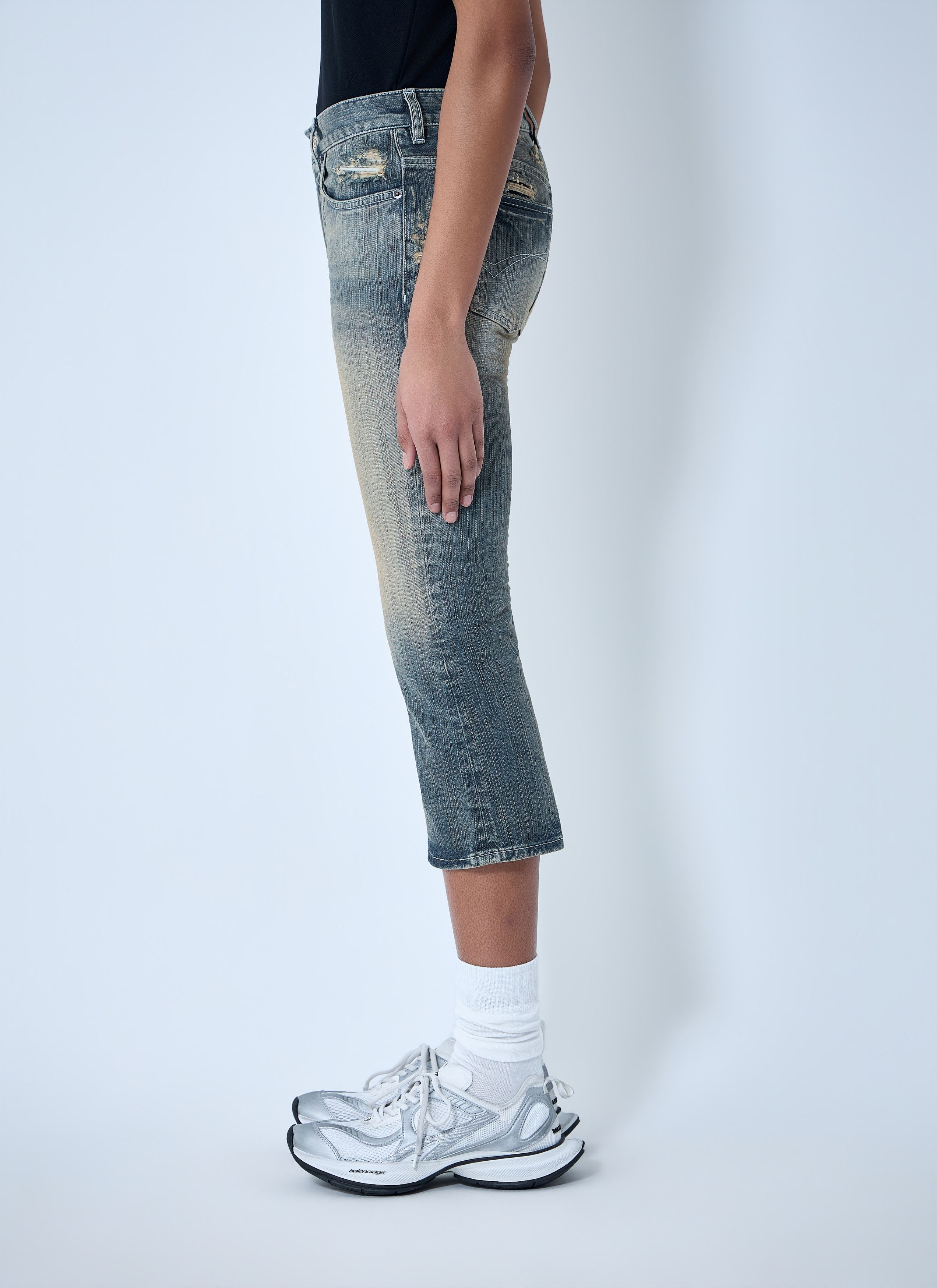 Balenciaga Cropped Distressed Denim Jeans Size 27" / US 4 / IT 40 - 3 Thumbnail