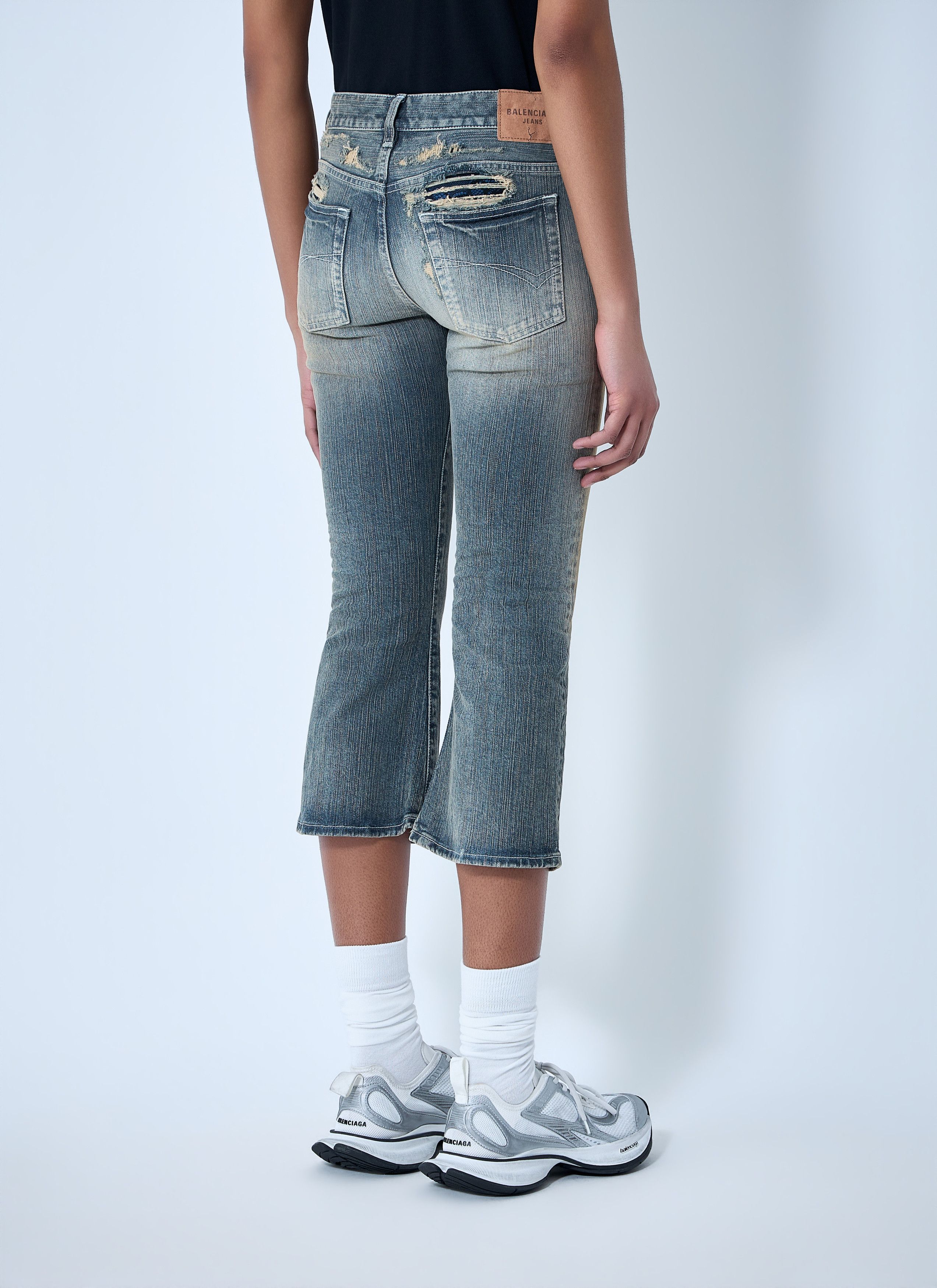 Balenciaga Cropped Distressed Denim Jeans Size 28" / US 6 / IT 42 - 4 Thumbnail