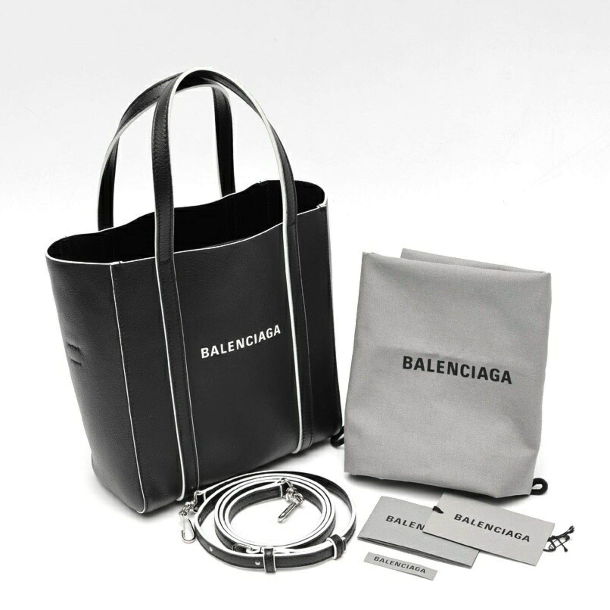 Balenciaga Balenciaga Everyday Tote XXS Shoulder Bag 551815 Leather Black White Size ONE SIZE - 6 Thumbnail
