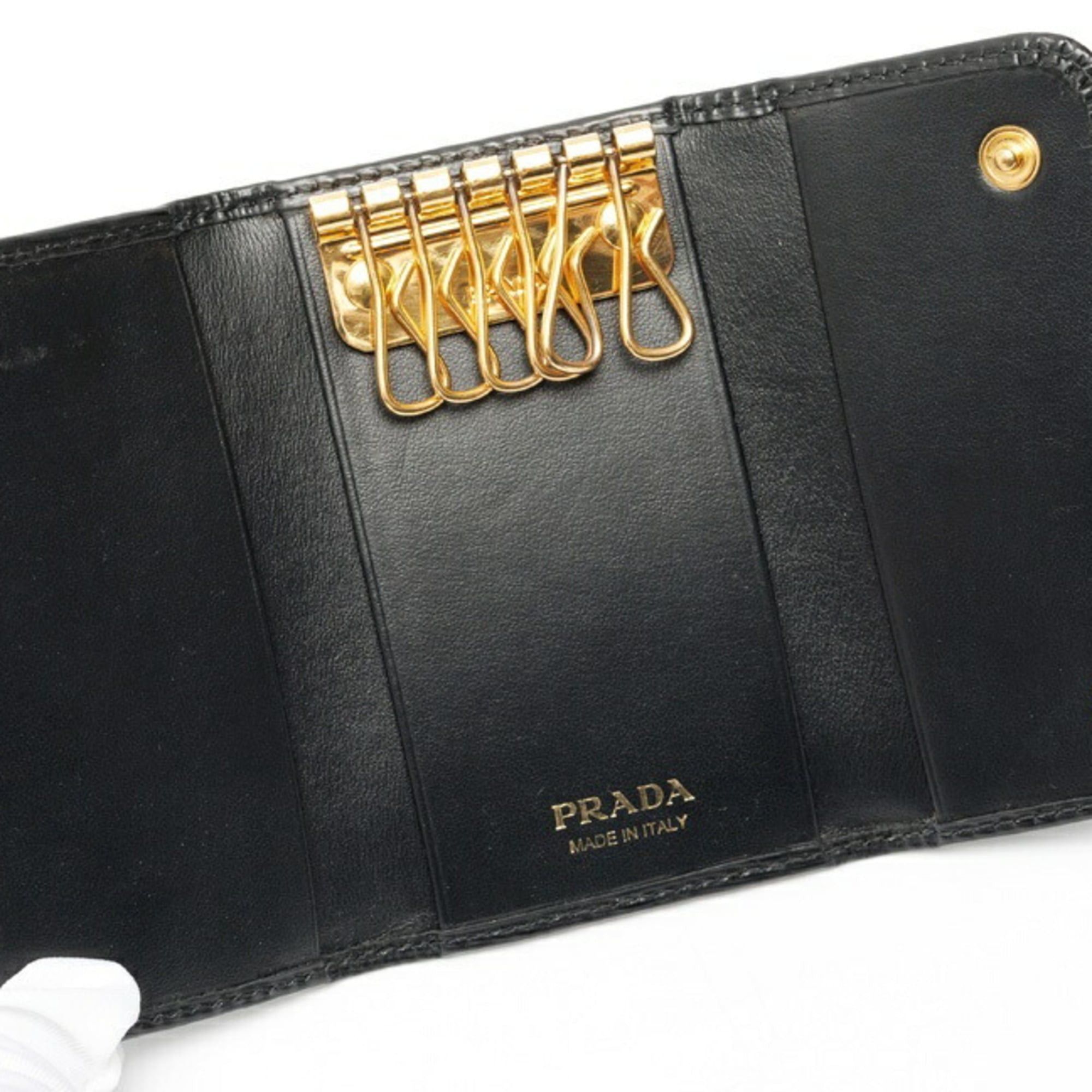 Prada Prada Triangle Key Case 1PG222, Leather, Black Size ONE SIZE - 6 Thumbnail