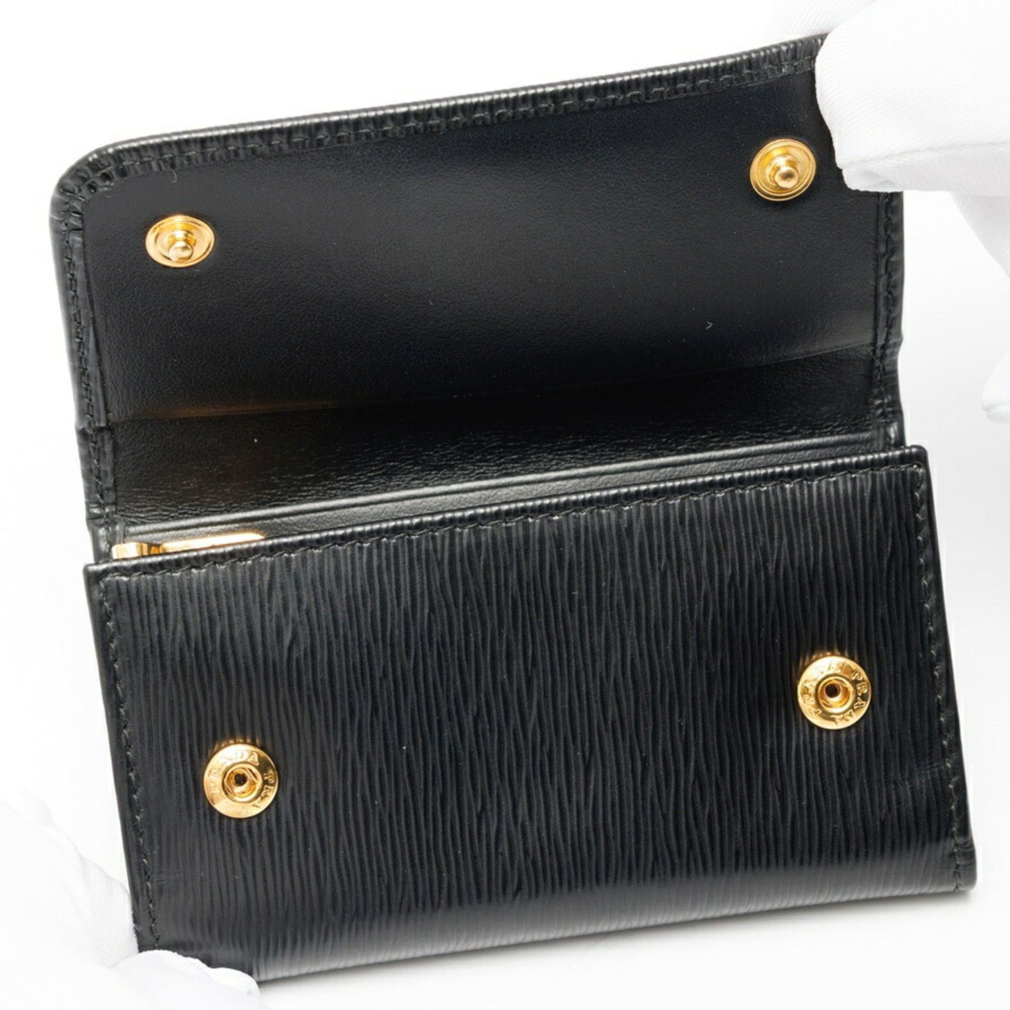 Prada Prada Triangle Key Case 1PG222, Leather, Black Size ONE SIZE - 5 Thumbnail