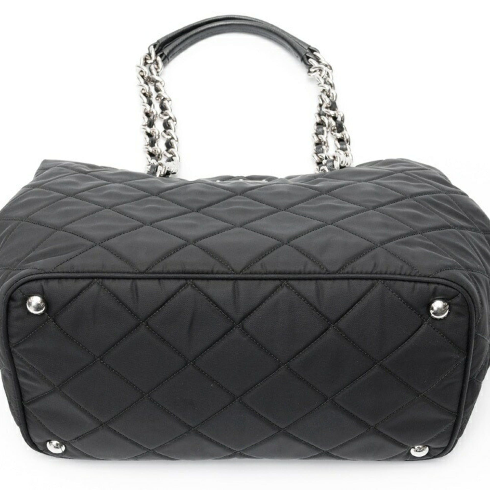Prada Prada chain tote bag, model 1BG740, quilted nylon, black. Size ONE SIZE - 4 Thumbnail