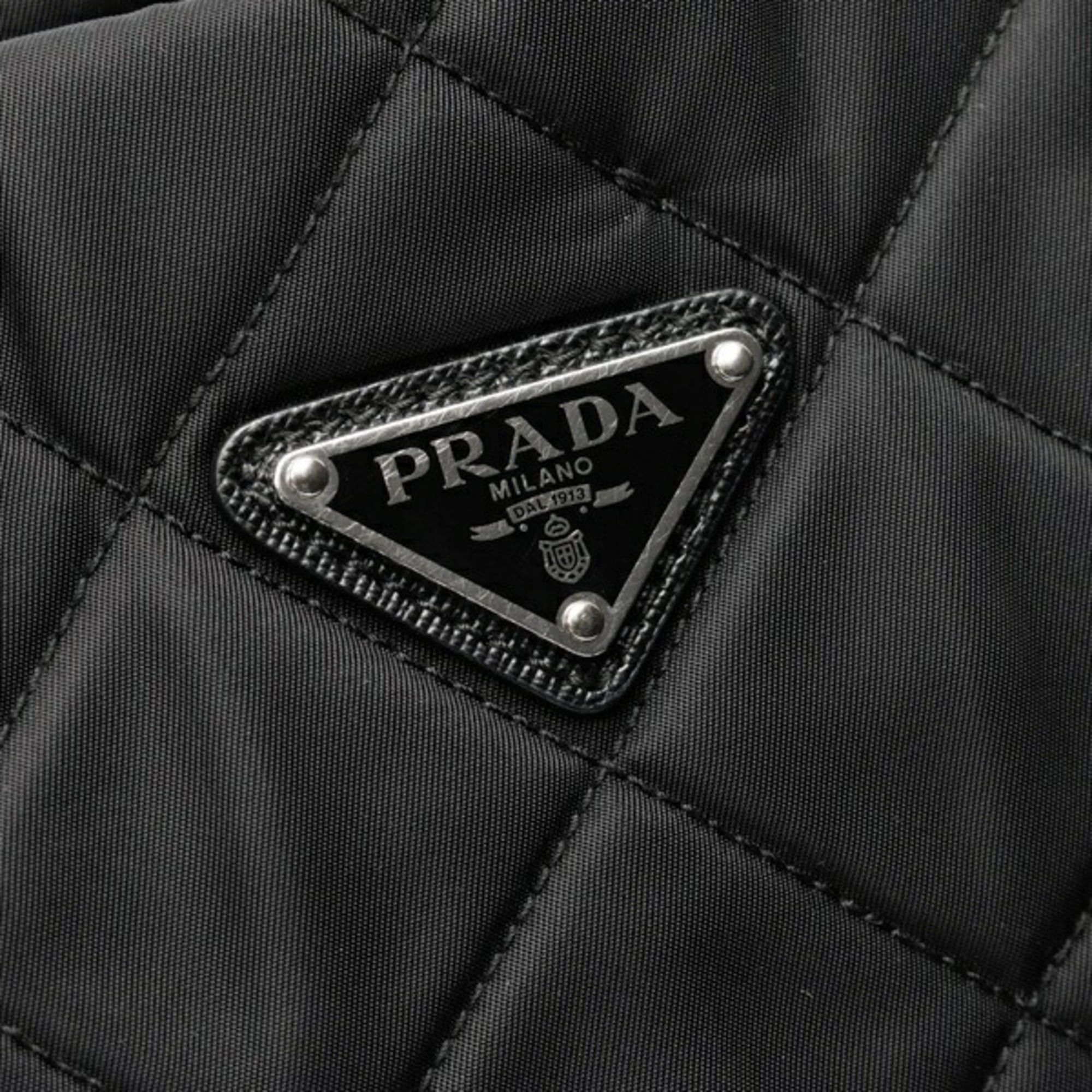 Prada Prada chain tote bag, model 1BG740, quilted nylon, black. Size ONE SIZE - 5 Thumbnail