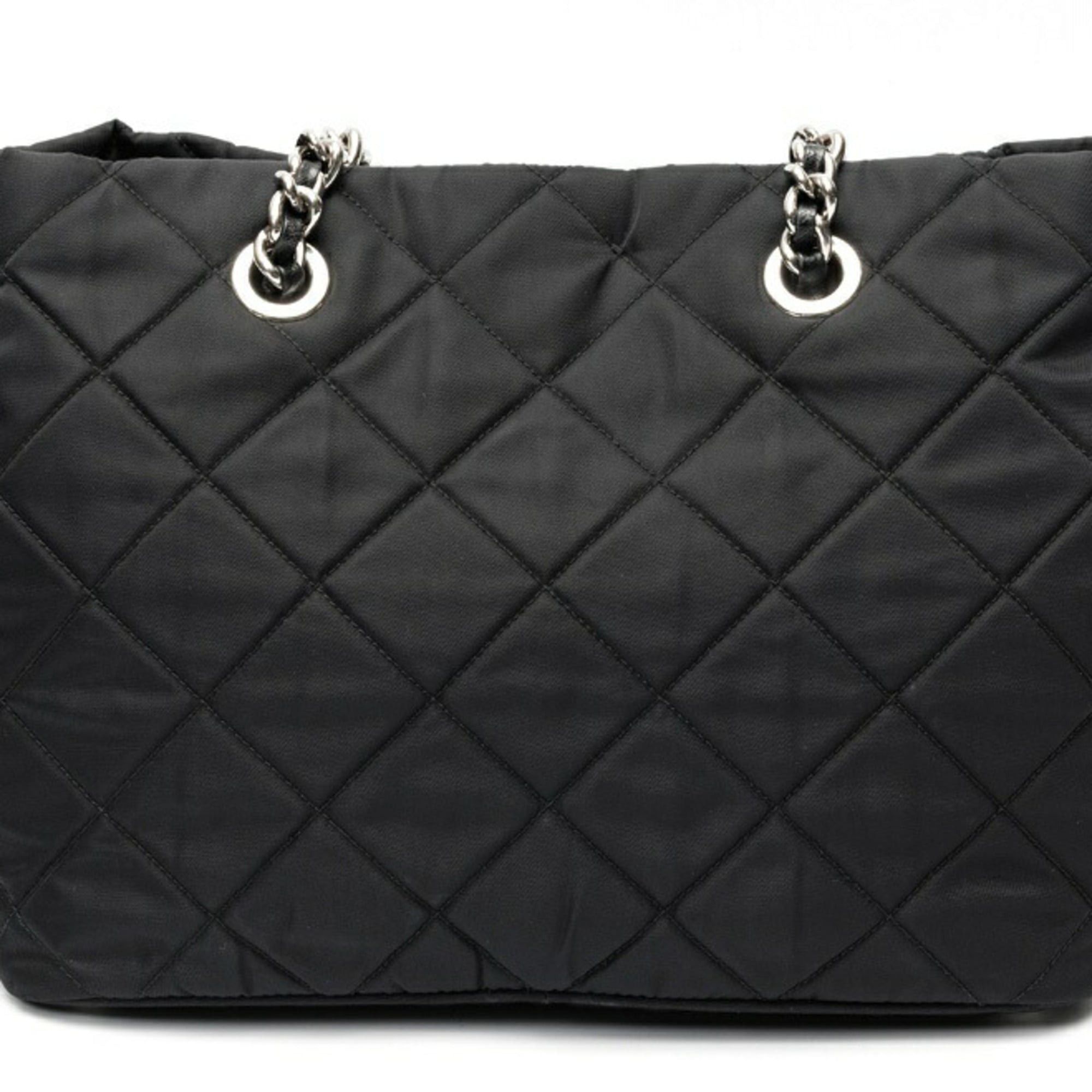 Prada Prada chain tote bag, model 1BG740, quilted nylon, black. Size ONE SIZE - 3 Thumbnail