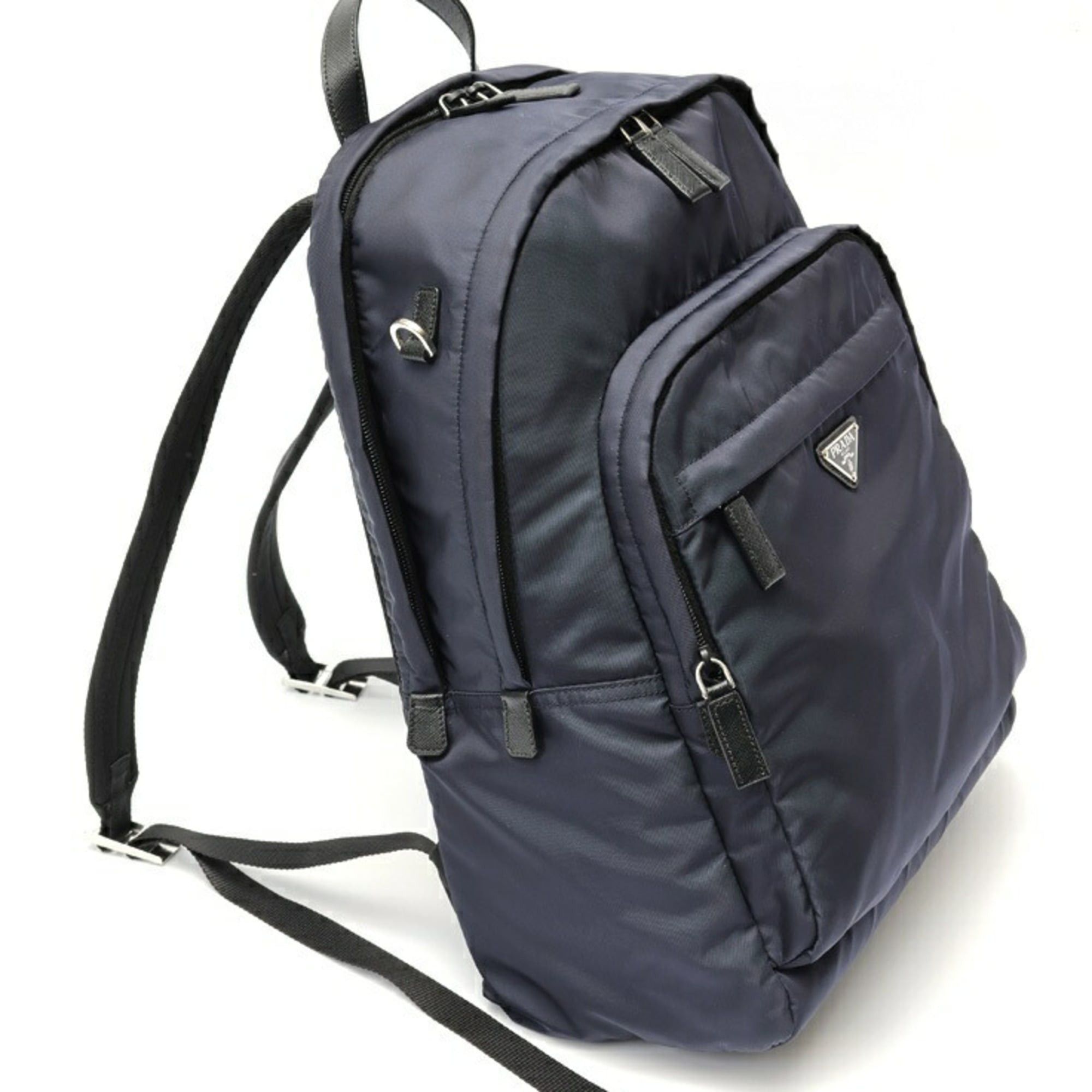 Prada Prada Nylon x Saffiano Leather Backpack 2VZ048 - Nylon, Navy Size ONE SIZE - 2 Thumbnail