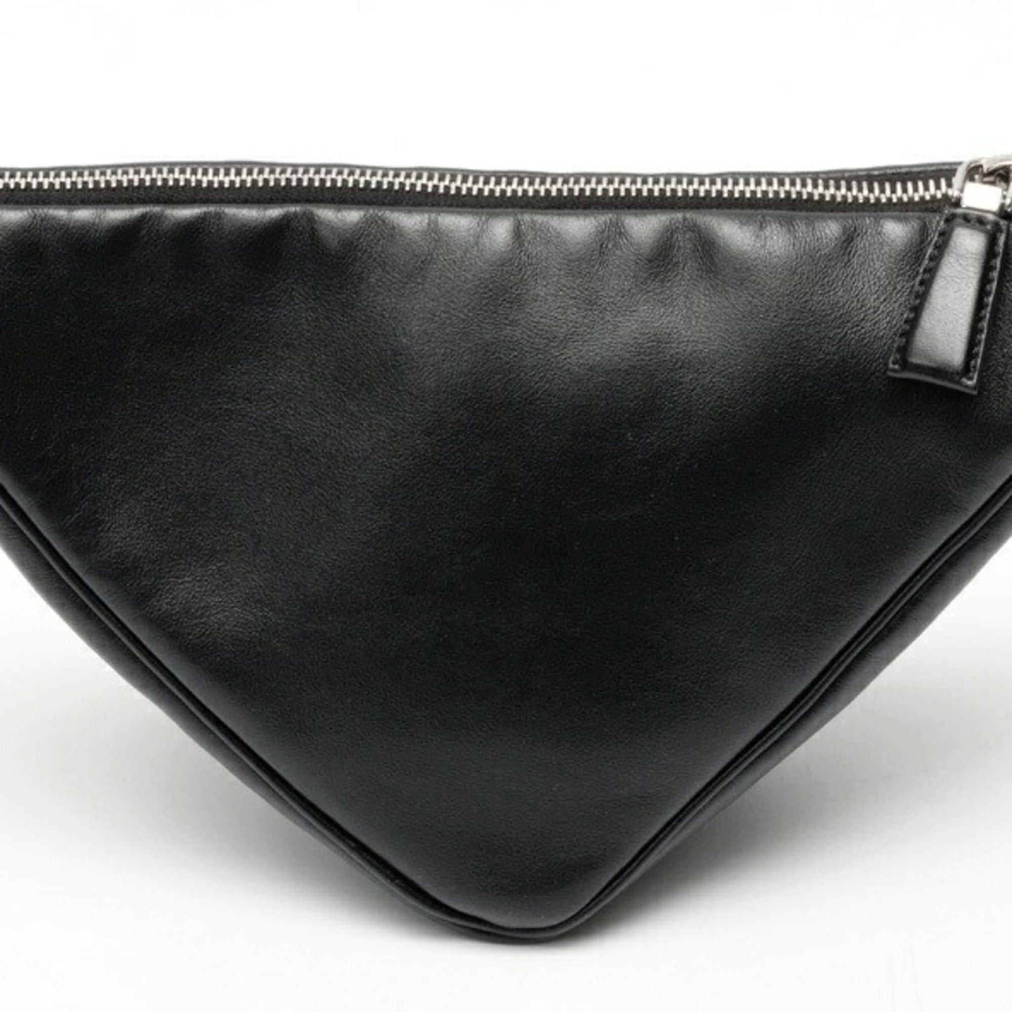 Prada Prada Triangle Embossed Shoulder Bag 1BH190, Leather, Black Size ONE SIZE - 3 Thumbnail