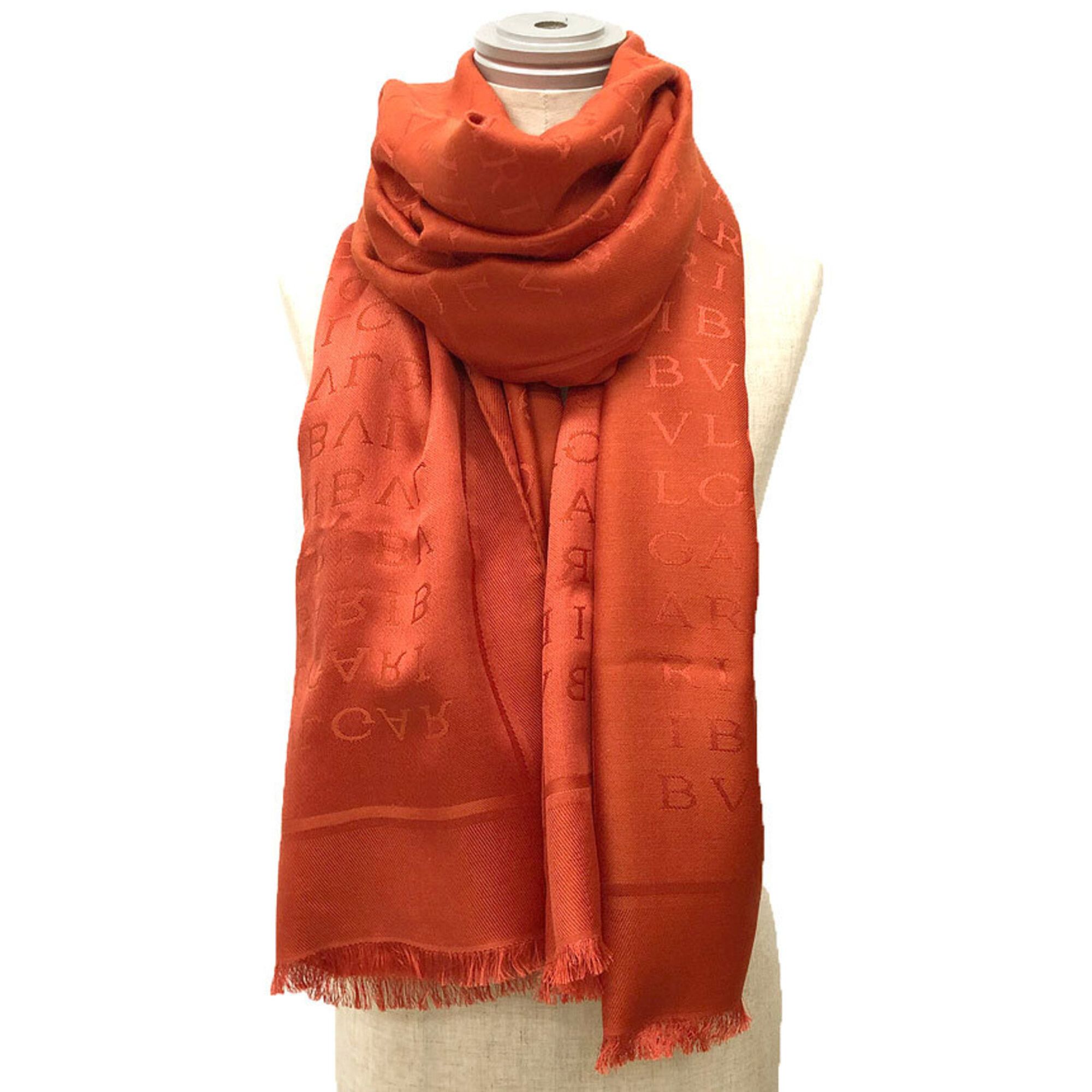 Bvlgari BVLGARI Bulgari Mania Shawl Scarf Orange Silk Wool Size ONE SIZE - 2 Thumbnail