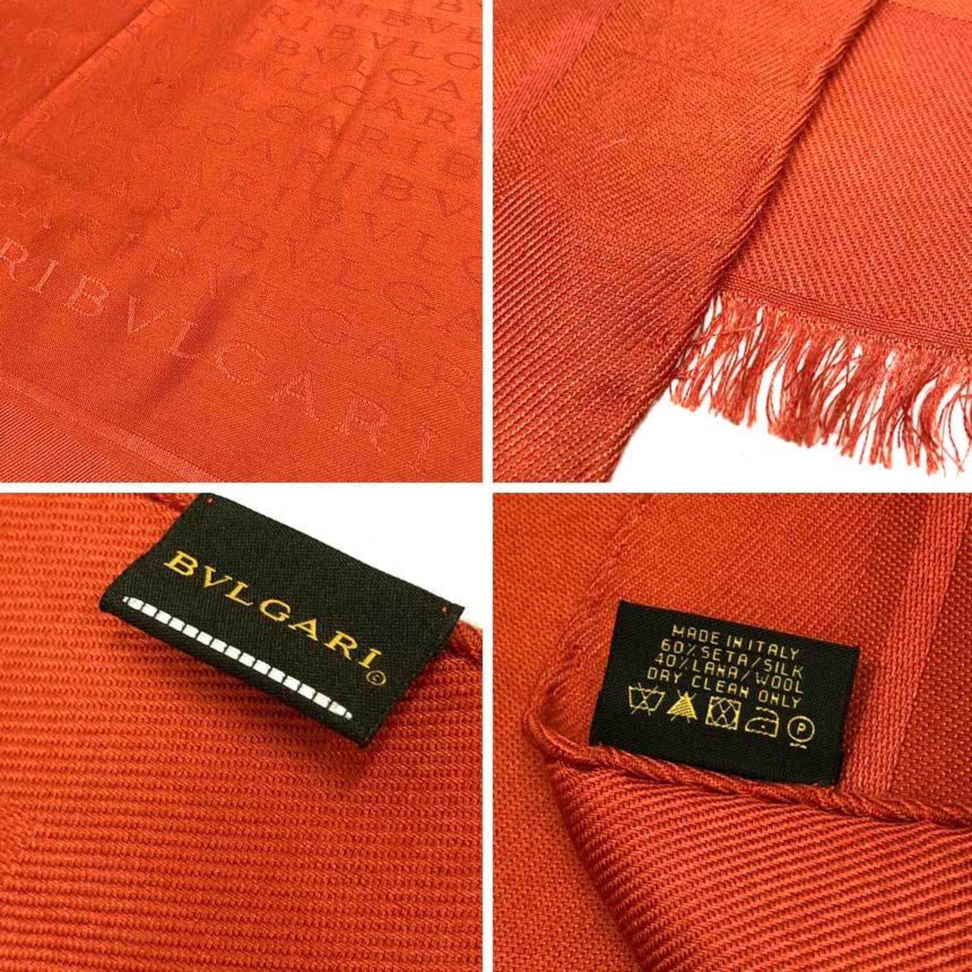 Bvlgari BVLGARI Bulgari Mania Shawl Scarf Orange Silk Wool Size ONE SIZE - 3 Thumbnail