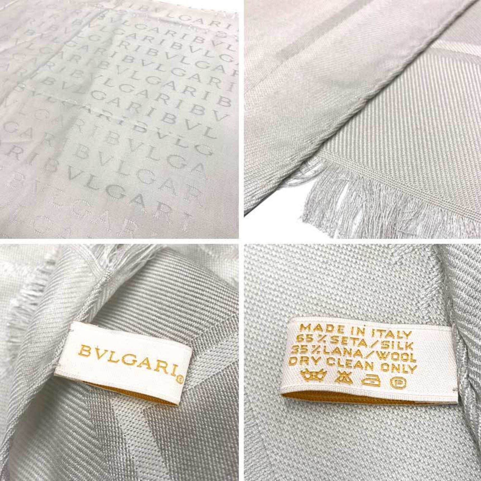 Bvlgari BVLGARI Bulgari Mania Shawl Scarf, Silver Gray, Silk and Wool Scarf Size ONE SIZE - 3 Thumbnail