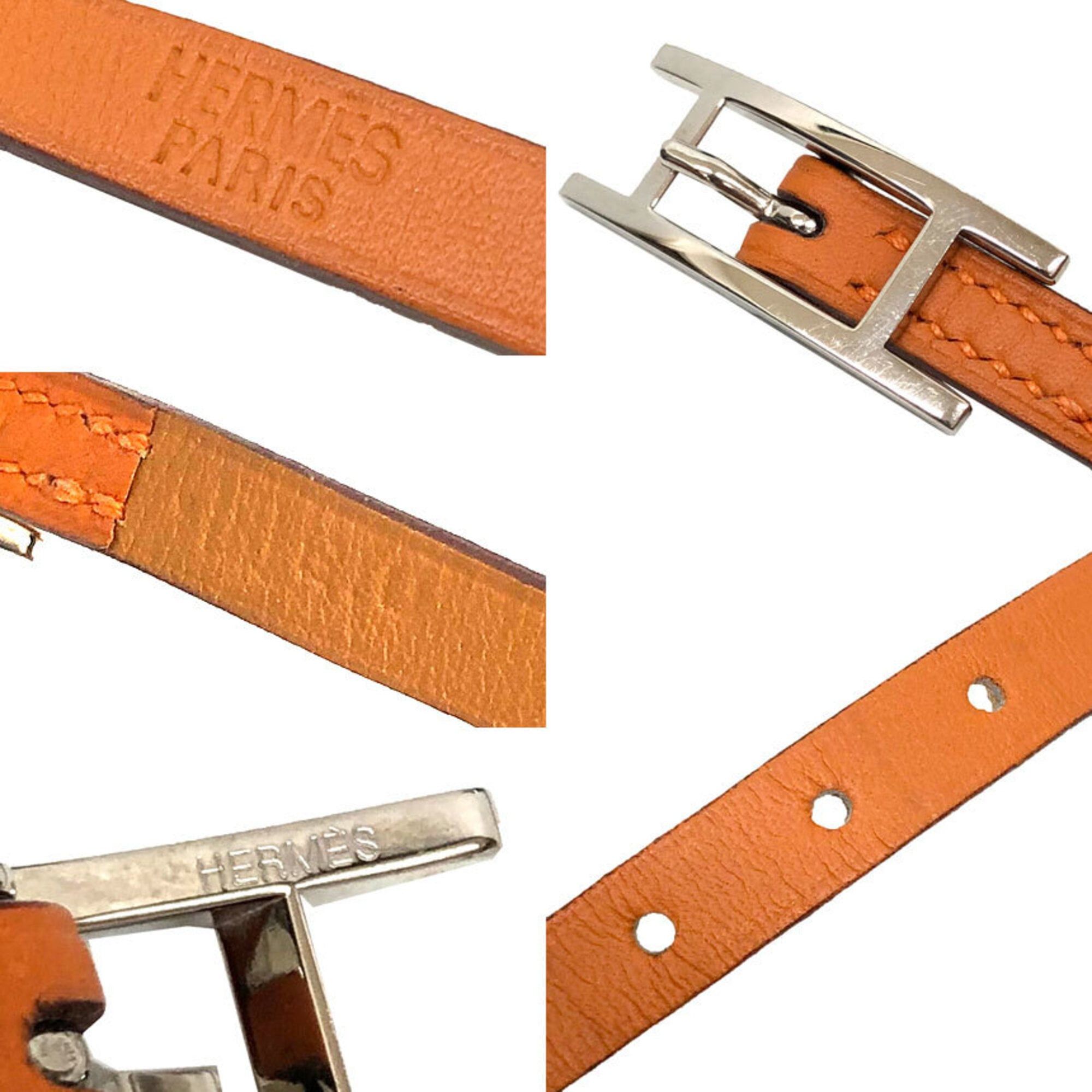 Hermes Hermes Api3 Bracelet, Medium Size, Leather Long Bracelet/Choker, Orange x Camel, with □ N Stamp Size ONE SIZE - 3 Thumbnail