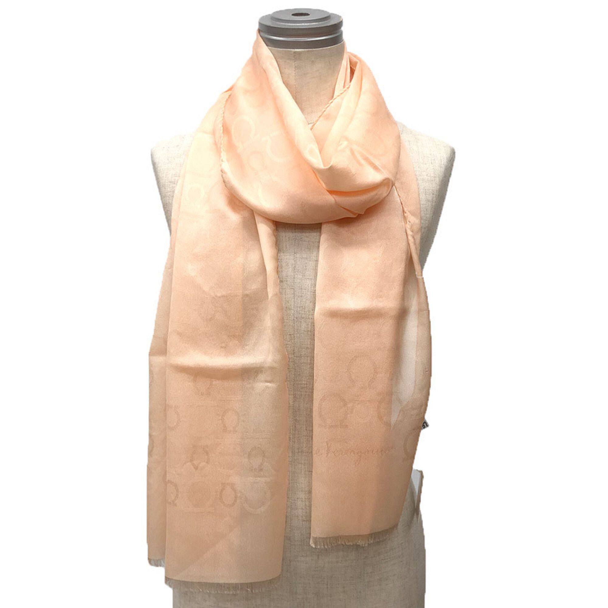 Salvatore Ferragamo Salvatore Ferragamo Gancini Long Scarf/Muffler, Silk Chiffon, Light Orange Size ONE SIZE - 2 Thumbnail