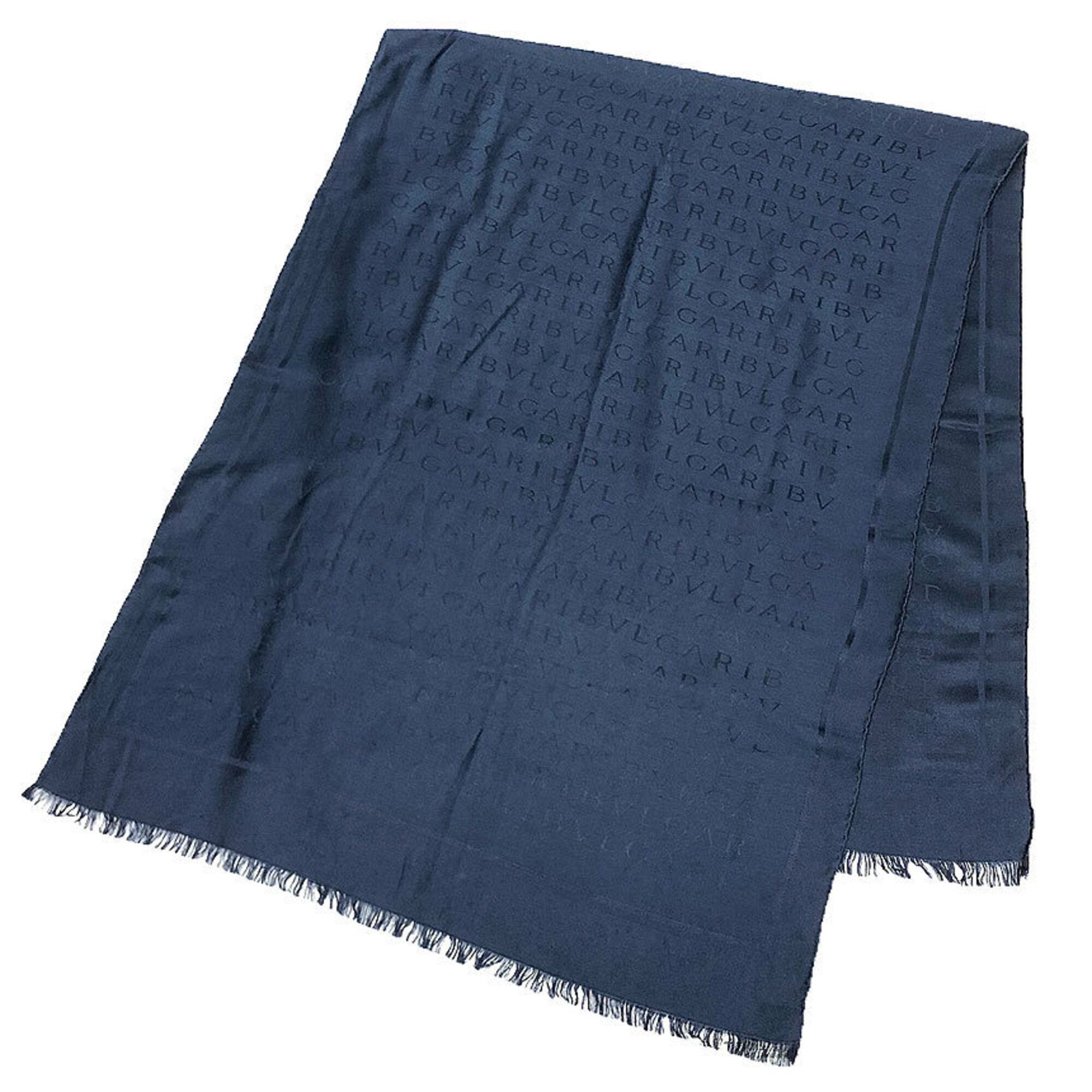 Bvlgari BVLGARI Bulgari Mania Shawl Scarf Navy Silk Wool Size ONE SIZE - 2 Thumbnail