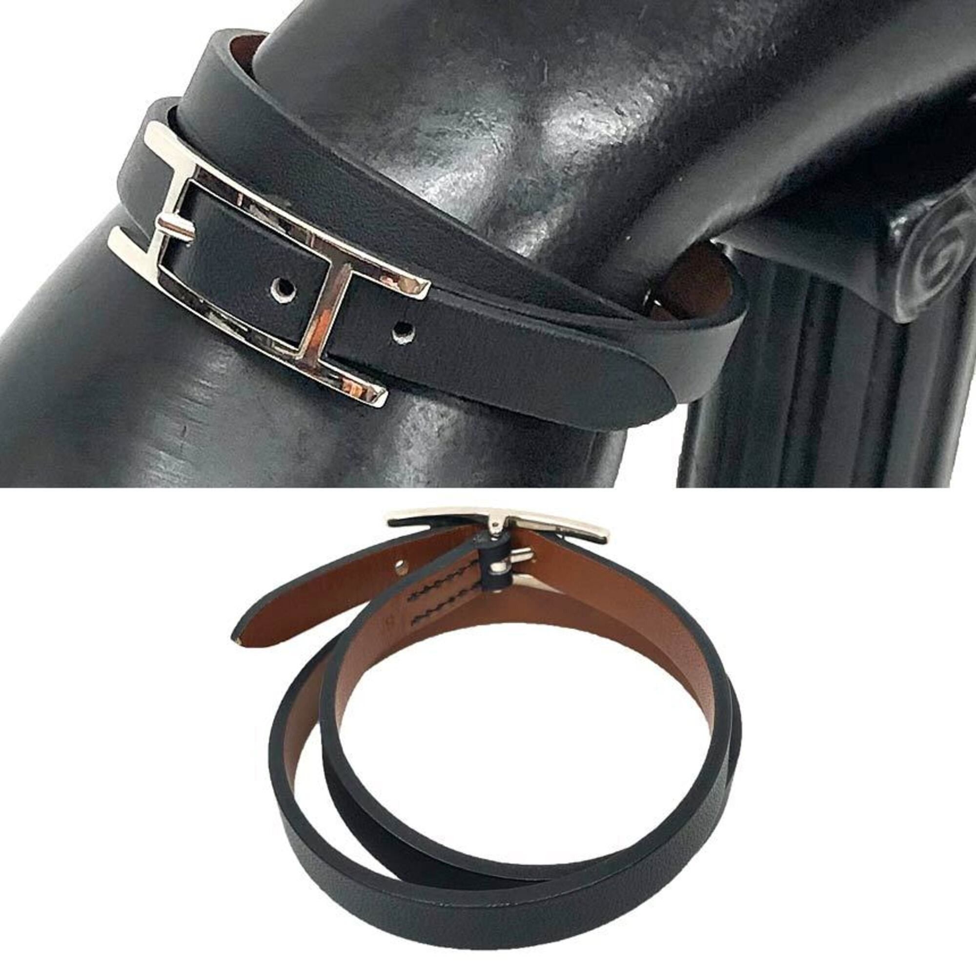 Hermes Hermes Api3 Leather Bracelet Choker, Size S, Black, Unisex Size ONE SIZE - 2 Thumbnail