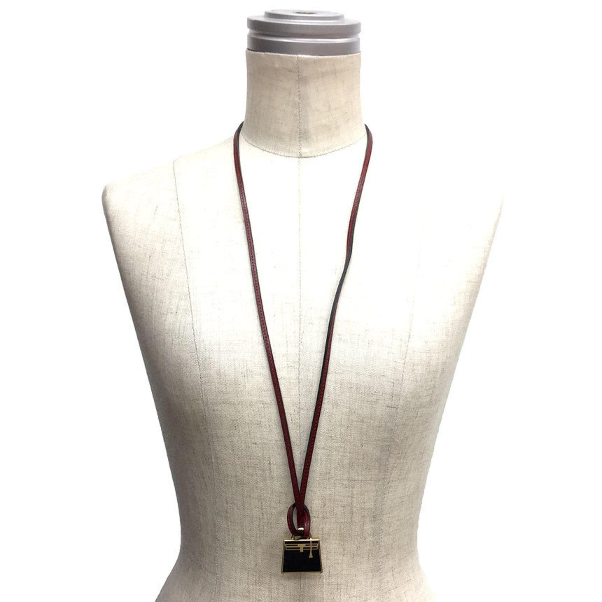 Hermes Hermes Lanieres Choker Necklace Bracelet Leather Cord Rouge H Size ONE SIZE - 2 Thumbnail