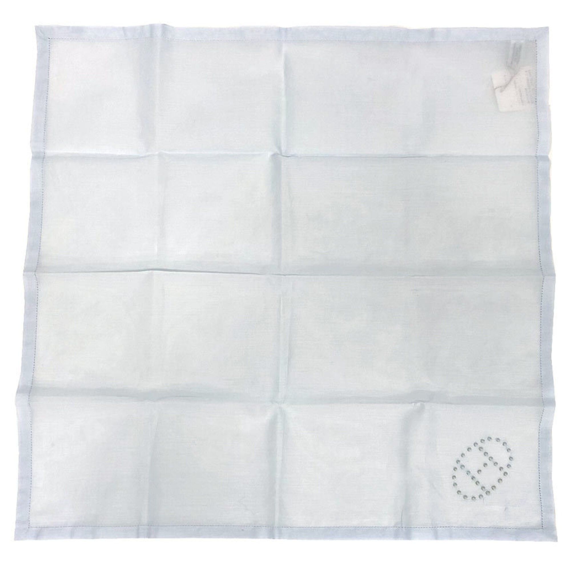 Hermes Hermes Handkerchief MOUCHOIR MARCEAU 2 BRODE 081019G-05 Cotton Embroidery BLEU (3841) Pocket Square Neck Scarf Evelyn 100% Blue Men's Women's Unisex Size ONE SIZE - 2 Thumbnail