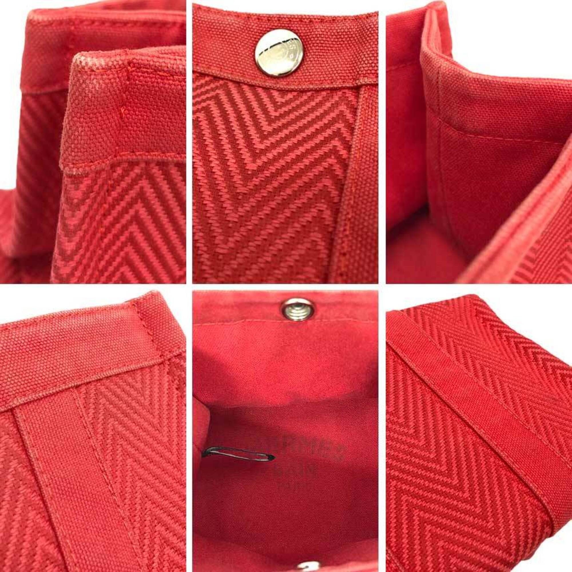 Hermes Hermes Mini Cabas Pouch, Canvas, Red Size ONE SIZE - 3 Thumbnail