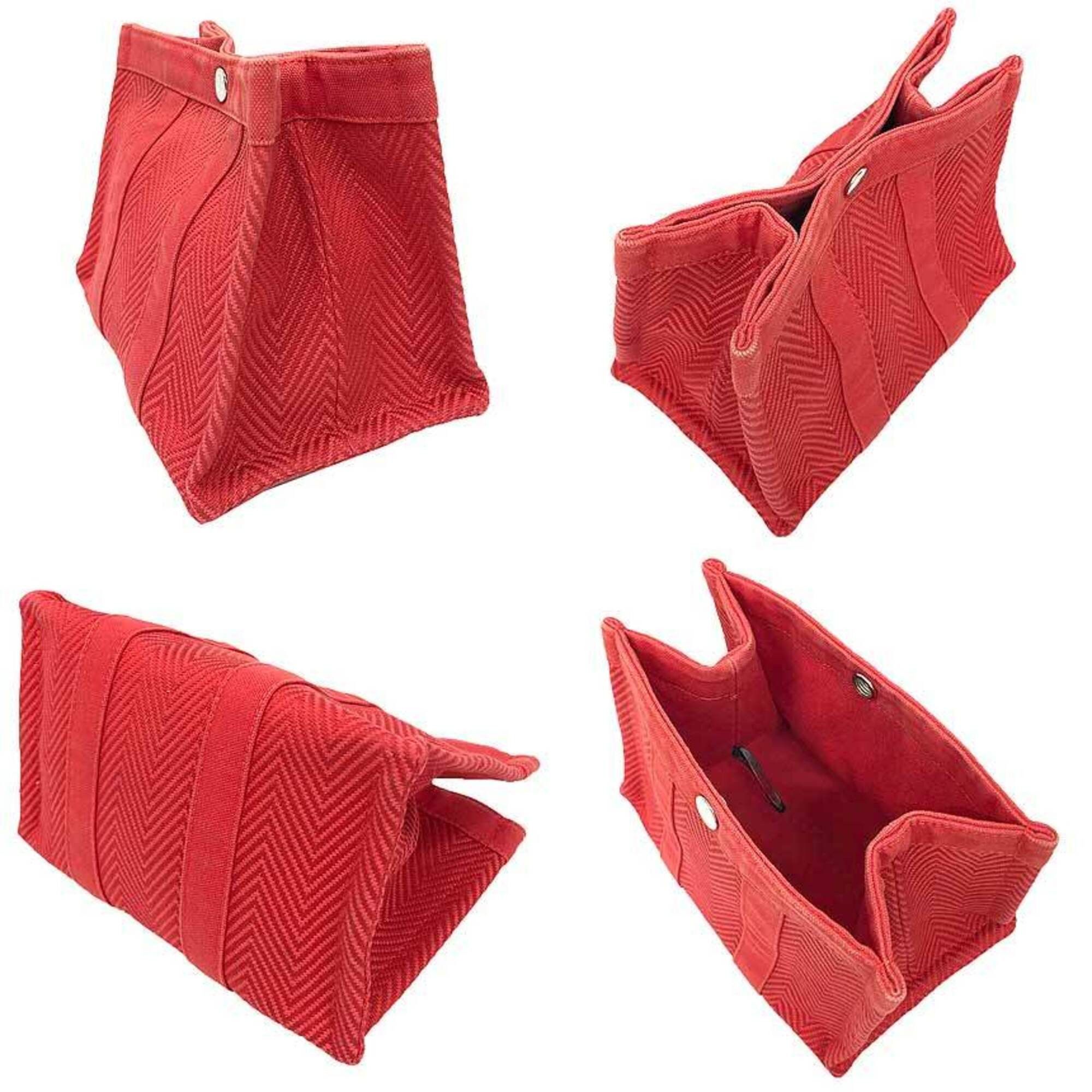 Hermes Hermes Mini Cabas Pouch, Canvas, Red Size ONE SIZE - 2 Thumbnail