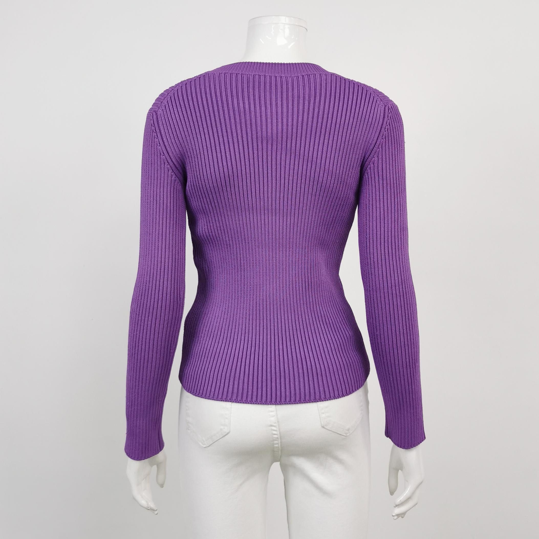 Balenciaga Balenciaga Purple Ribbed Sweater Size XS Size XS / US 0-2 / IT 36-38 - 2 Thumbnail