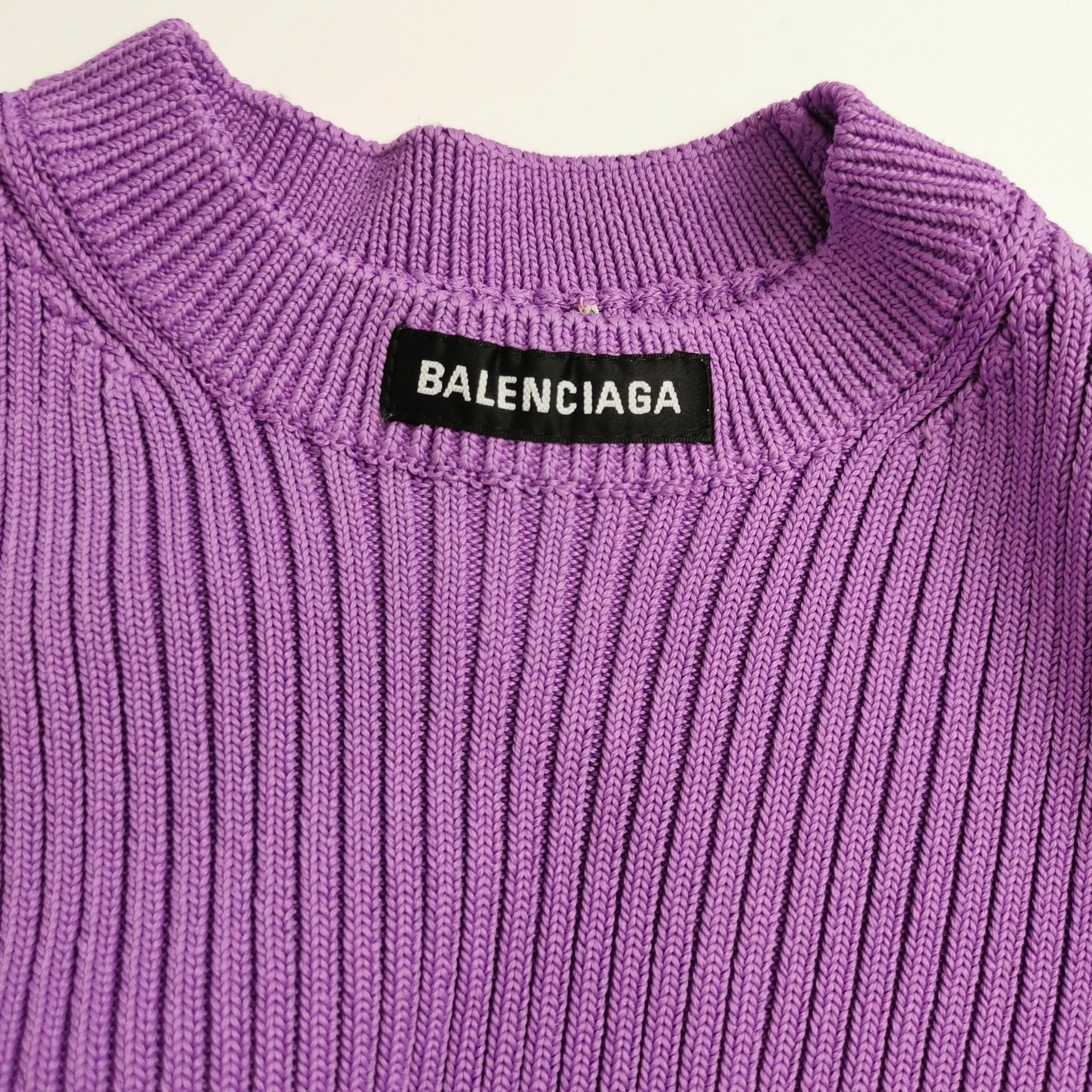 Balenciaga Balenciaga Purple Ribbed Sweater Size XS Size XS / US 0-2 / IT 36-38 - 3 Thumbnail