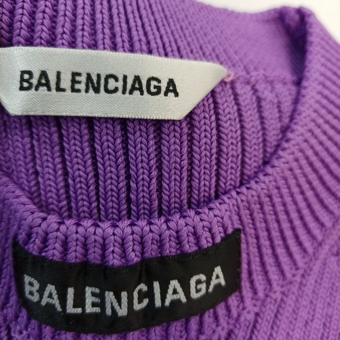Balenciaga Balenciaga Purple Ribbed Sweater Size XS Size XS / US 0-2 / IT 36-38 - 6 Thumbnail