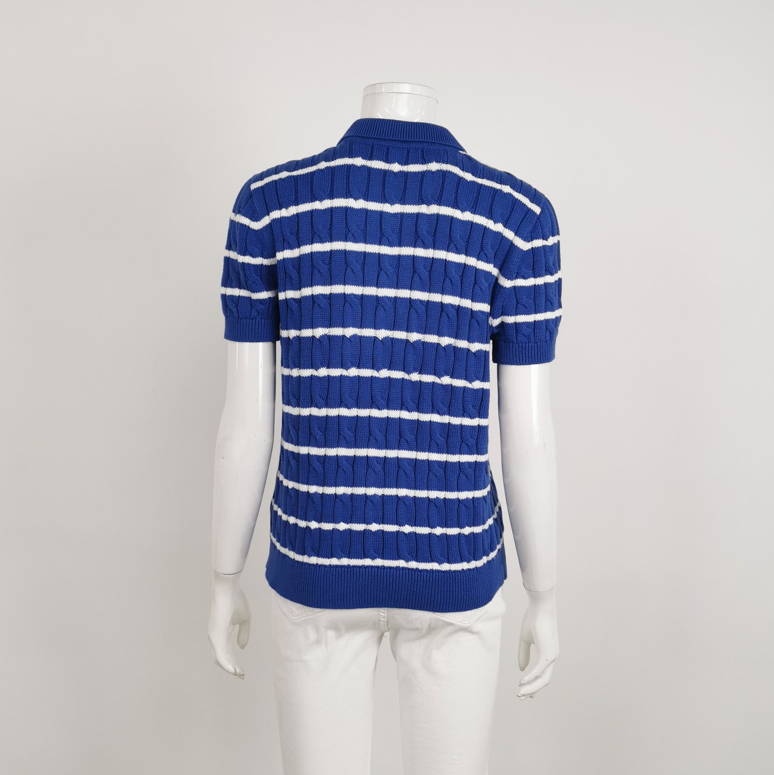 Lauren Ralph Lauren Lauren Ralph Lauren Blue Striped Knit Polo Size M Size M / US 6-8 / IT 42-44 - 2 Thumbnail