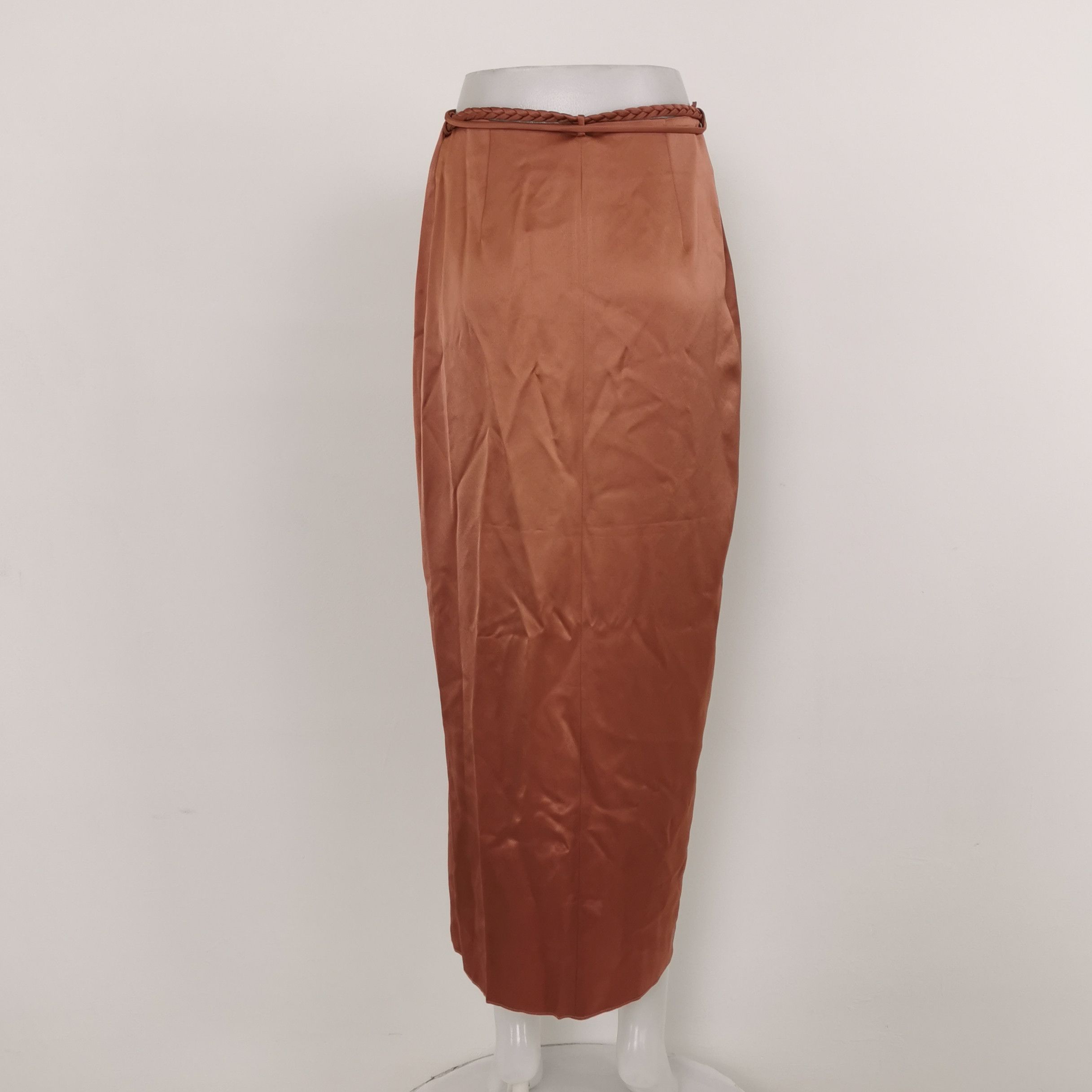 Nanushka Nanushka Brown Satin Wrap Midi Skirt Size 22 Size 22" - 2 Thumbnail