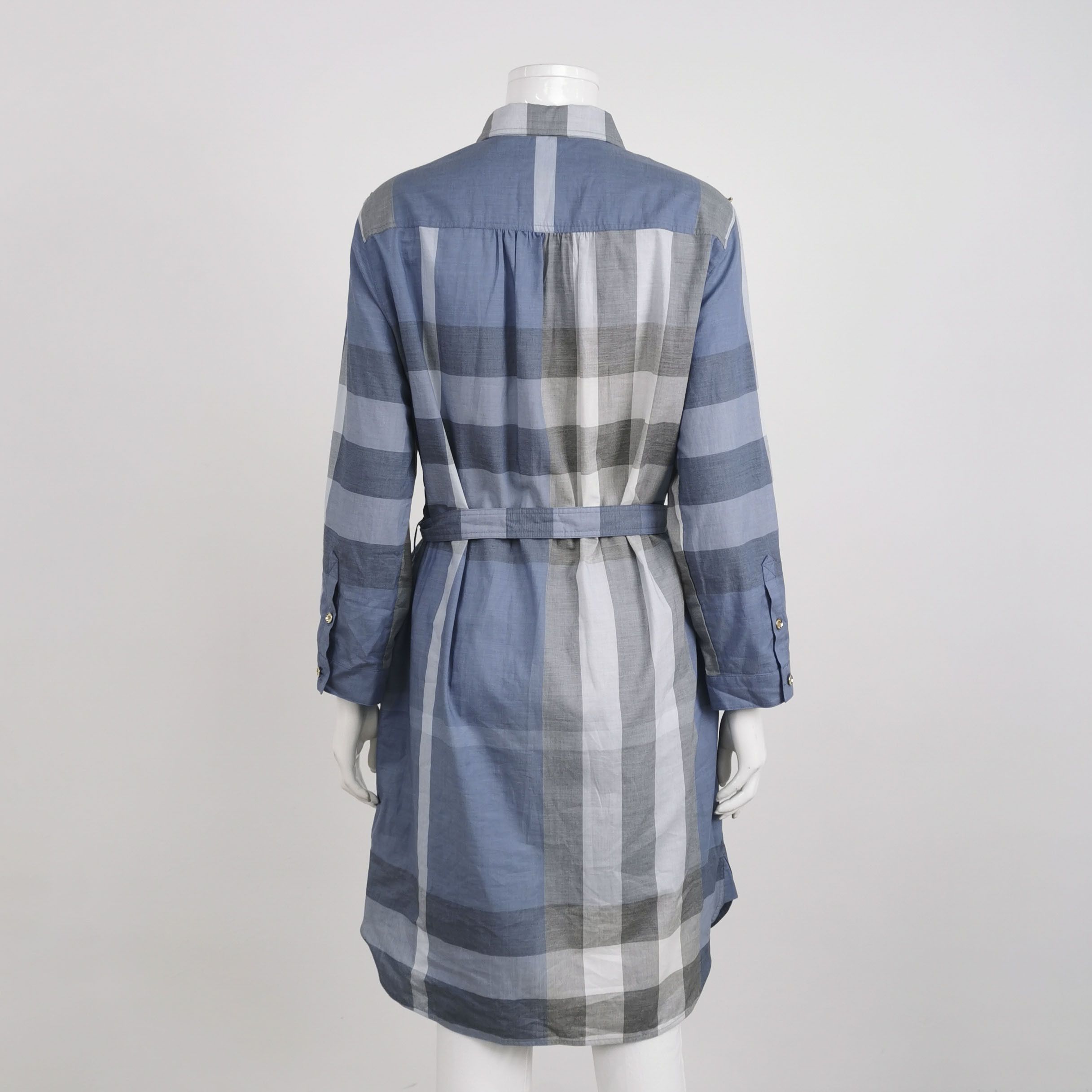 Burberry Burberry Blue Check Shirt Dress Size 10 Size L / US 10 / IT 46 - 2 Thumbnail