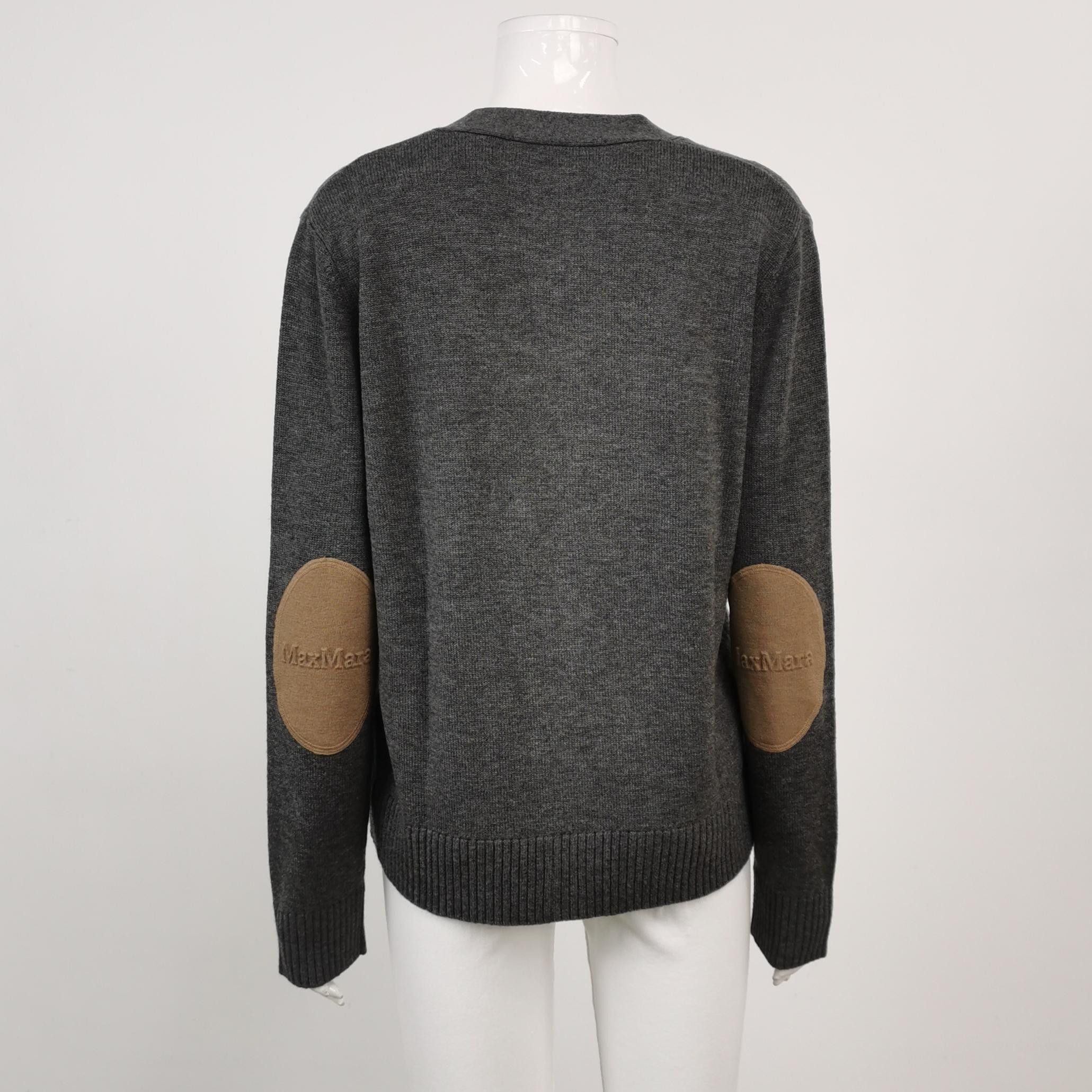 Max Mara 'S MaxMara Elbow Patch Wool Cardigan Size L Size L / US 10 / IT 46 - 2 Thumbnail