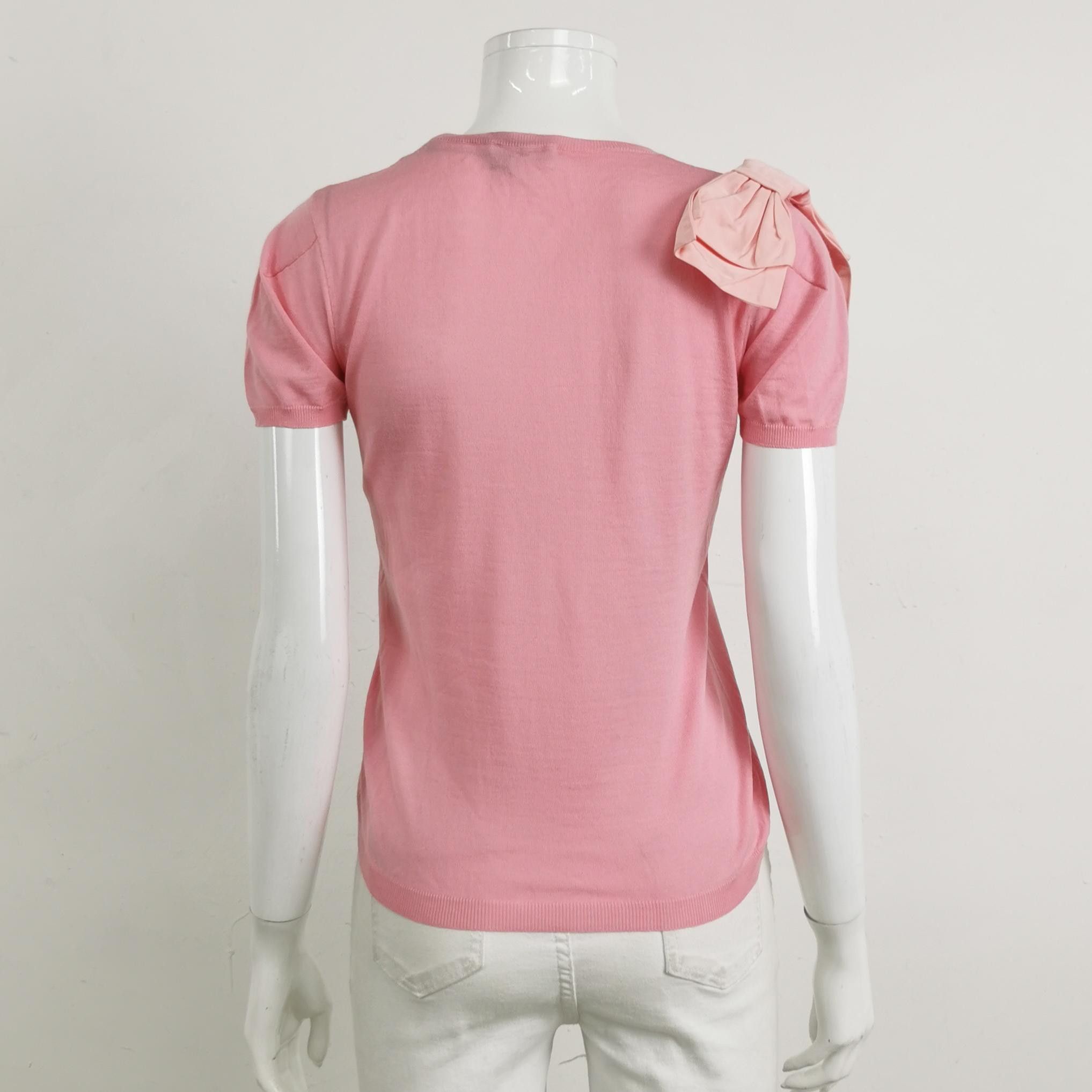 Louis Vuitton Louis Vuitton Bow Short Sleeve Sweater Pink S Size S / US 4 / IT 40 - 2 Thumbnail