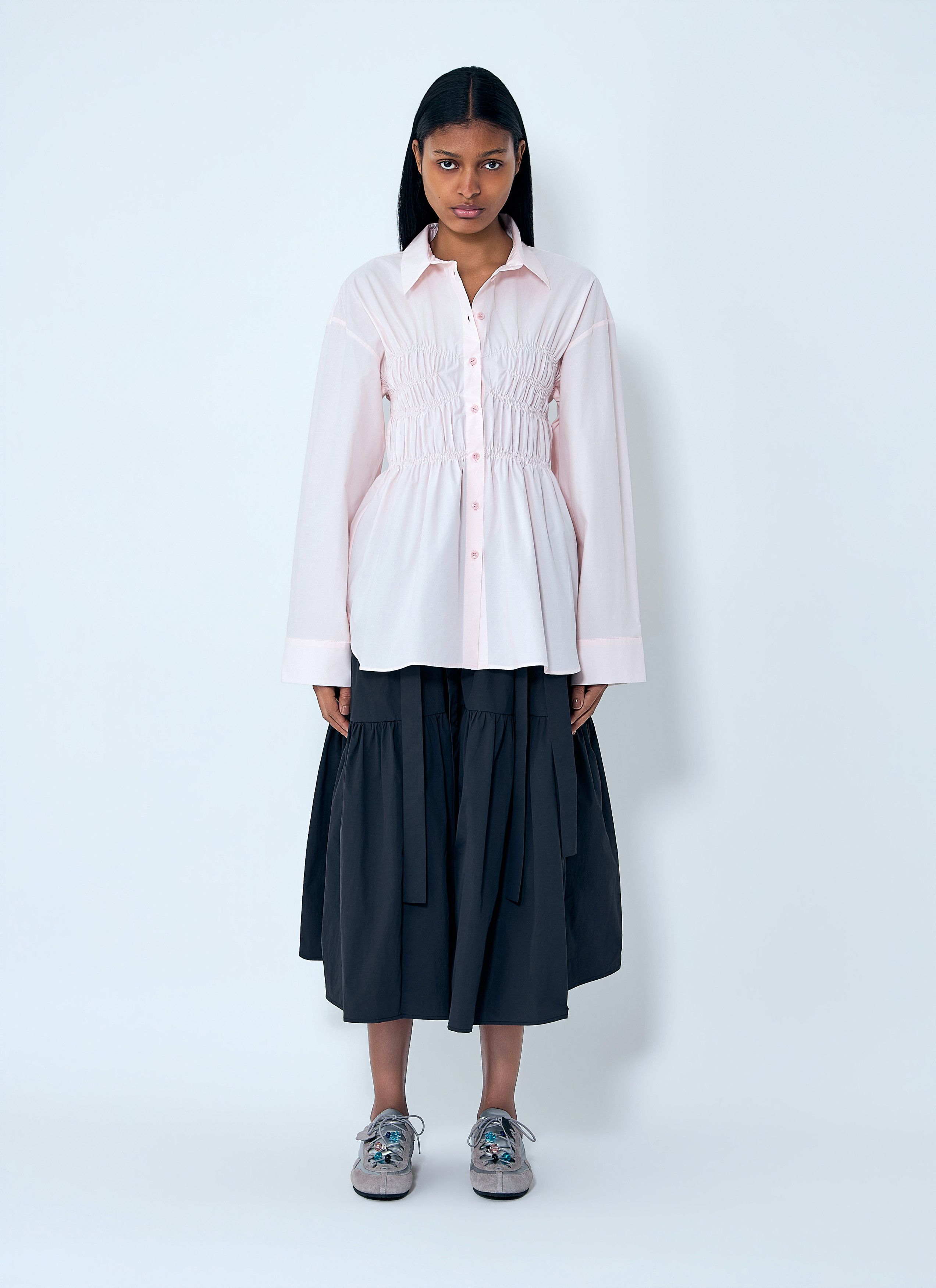 Cecilie Bahnsen Smocked Detail Poplin Shirt Size S / US 4 / IT 40 - 2 Thumbnail