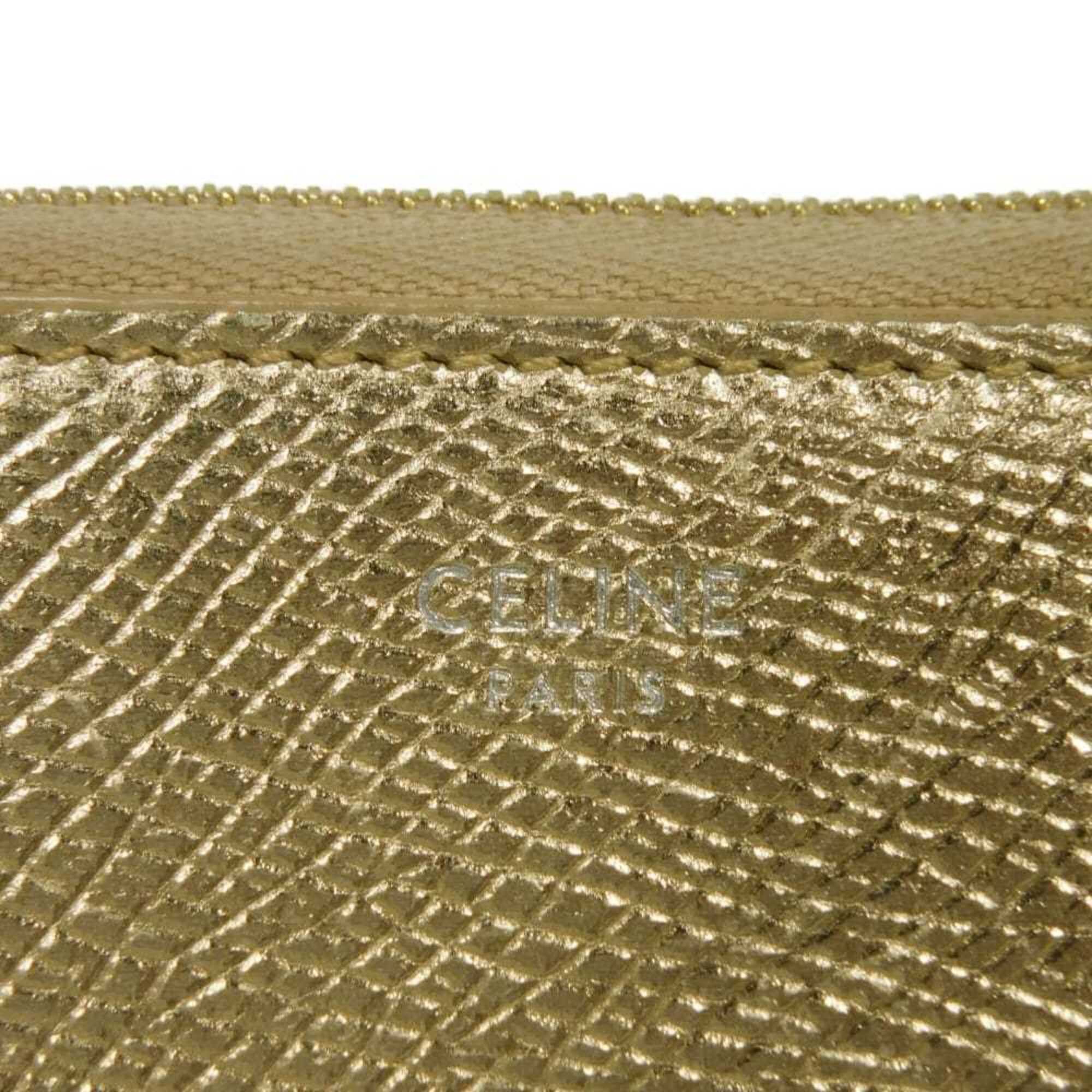 Celine Celine Coin Case, Laminated, Compact, Zip-around, New Logo, Metallic Gold, 10B663BG5.35OR, Men's & Women's Size ONE SIZE - 15 Thumbnail