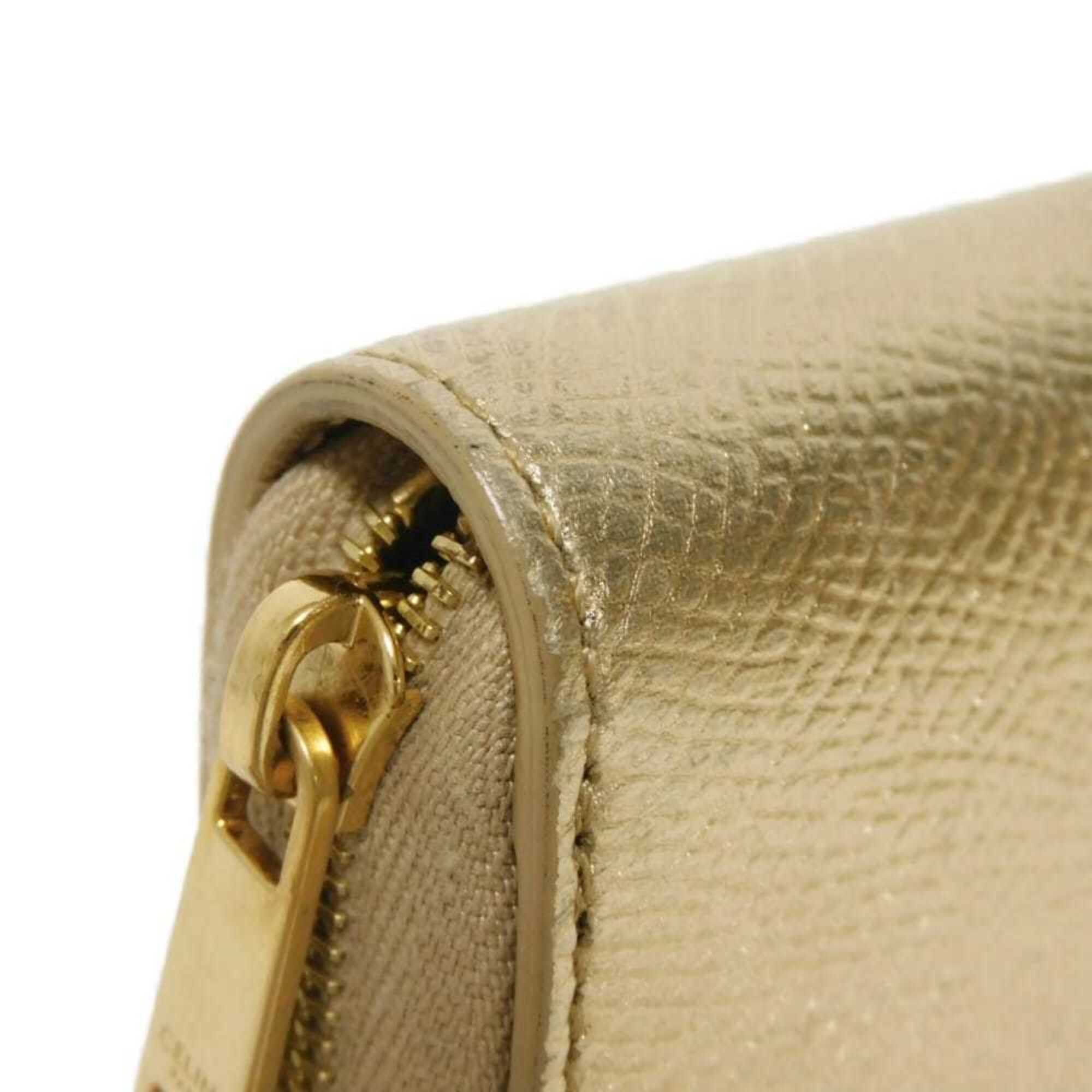 Celine Celine Coin Case, Laminated, Compact, Zip-around, New Logo, Metallic Gold, 10B663BG5.35OR, Men's & Women's Size ONE SIZE - 23 Thumbnail