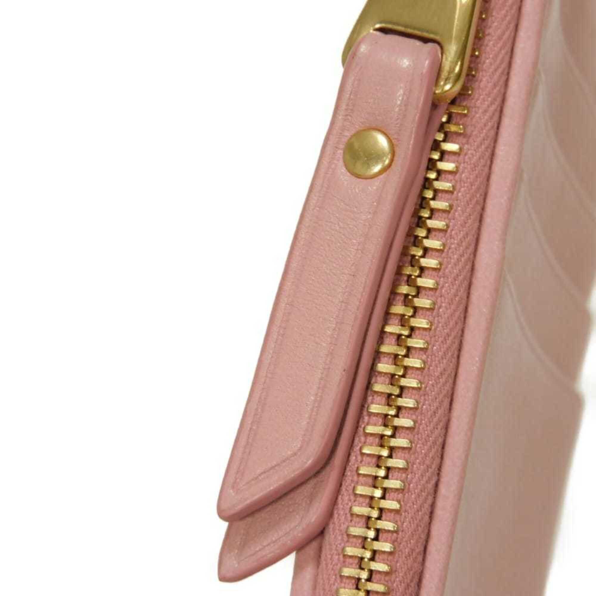 Miu Miu Miu coin case, Matelassé gathered lambskin card case with RFID IC chip, metal logo, pink, 5MB006, women's. Size ONE SIZE - 12 Thumbnail