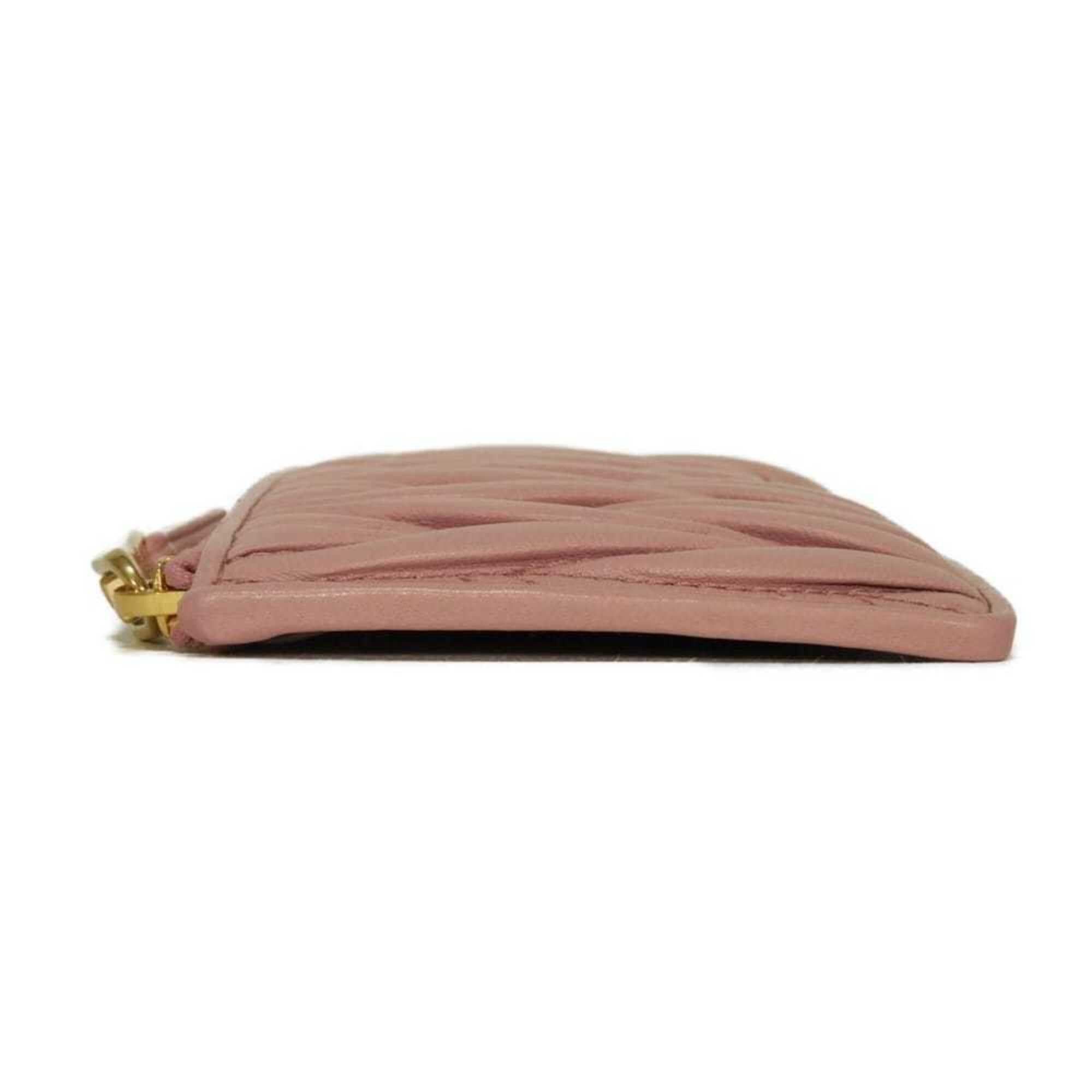 Miu Miu Miu coin case, Matelassé gathered lambskin card case with RFID IC chip, metal logo, pink, 5MB006, women's. Size ONE SIZE - 20 Thumbnail