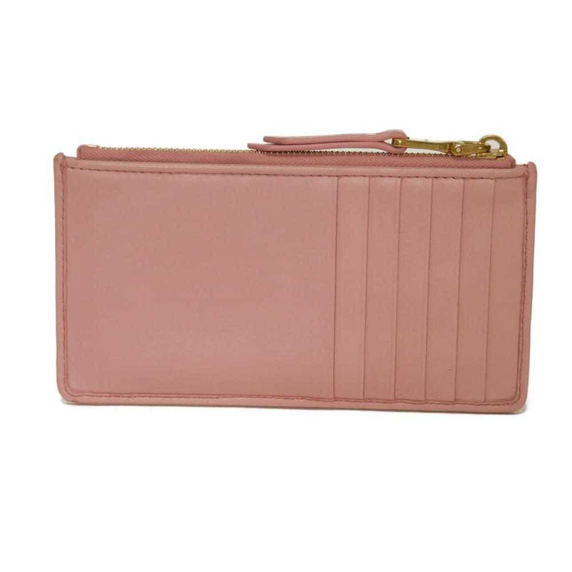 Miu Miu Miu coin case, Matelassé gathered lambskin card case with RFID IC chip, metal logo, pink, 5MB006, women's. Size ONE SIZE - 3 Thumbnail