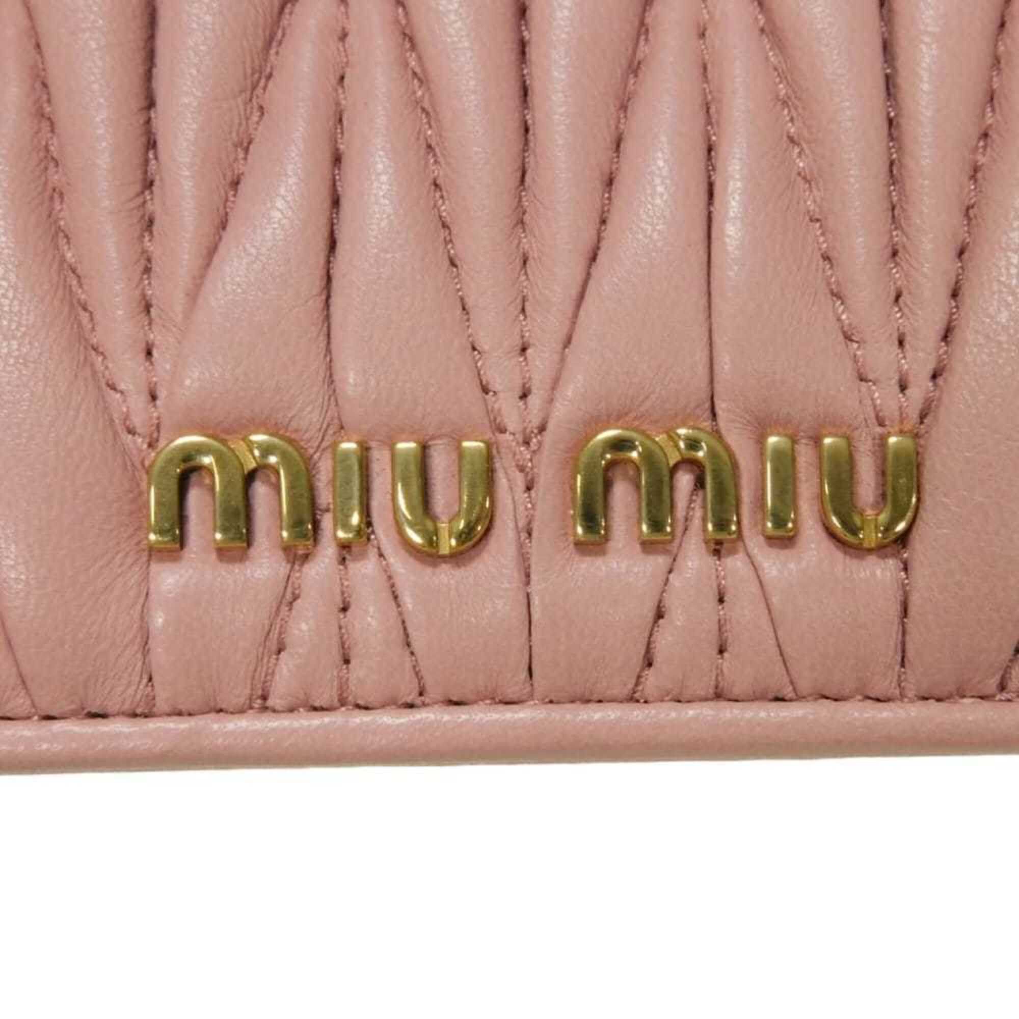 Miu Miu Miu coin case, Matelassé gathered lambskin card case with RFID IC chip, metal logo, pink, 5MB006, women's. Size ONE SIZE - 18 Thumbnail