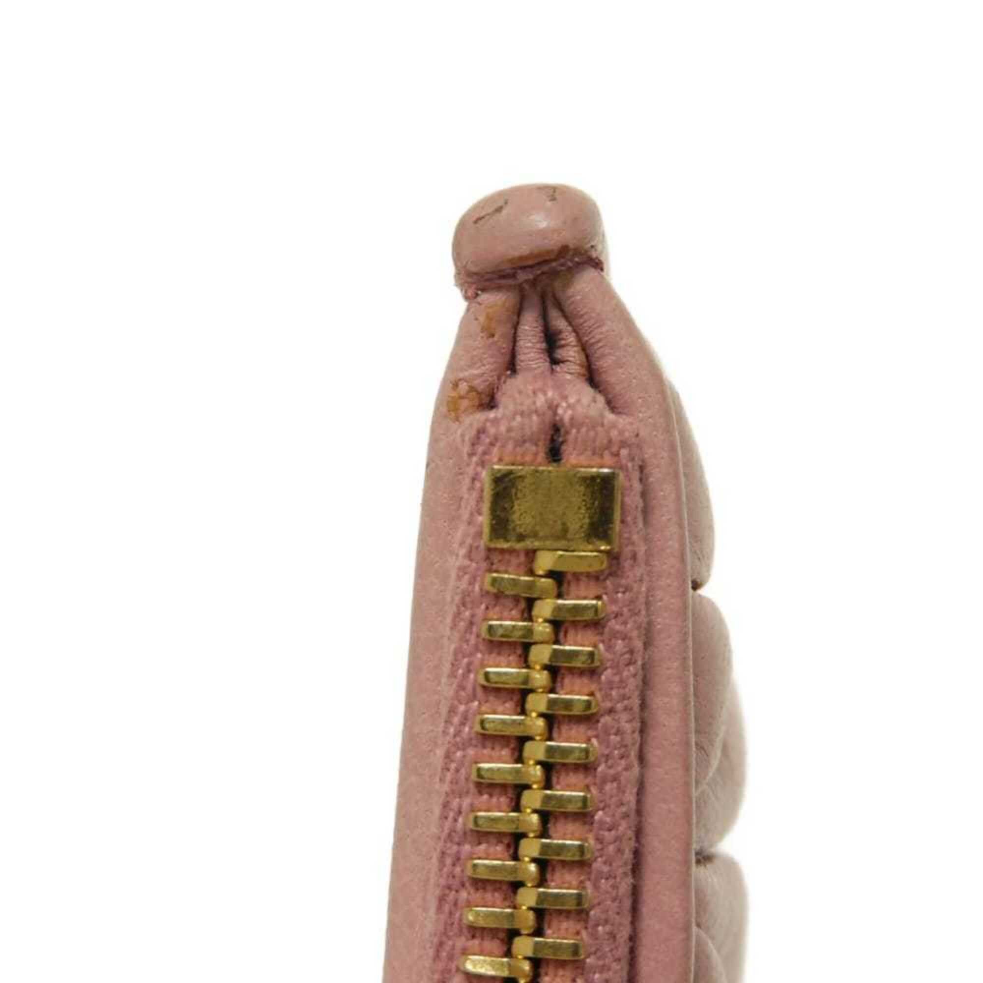 Miu Miu Miu coin case, Matelassé gathered lambskin card case with RFID IC chip, metal logo, pink, 5MB006, women's. Size ONE SIZE - 13 Thumbnail