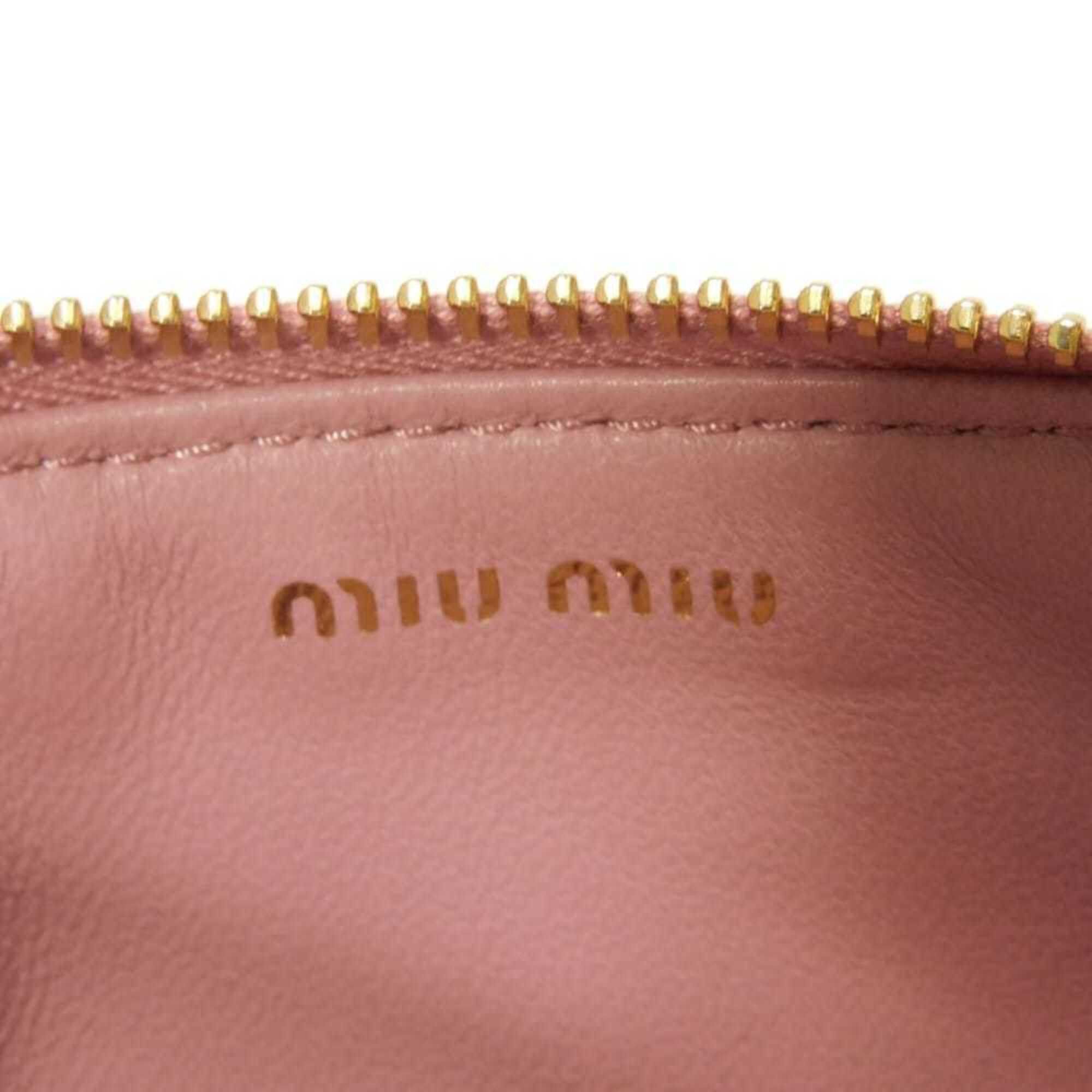 Miu Miu Miu coin case, Matelassé gathered lambskin card case with RFID IC chip, metal logo, pink, 5MB006, women's. Size ONE SIZE - 6 Thumbnail
