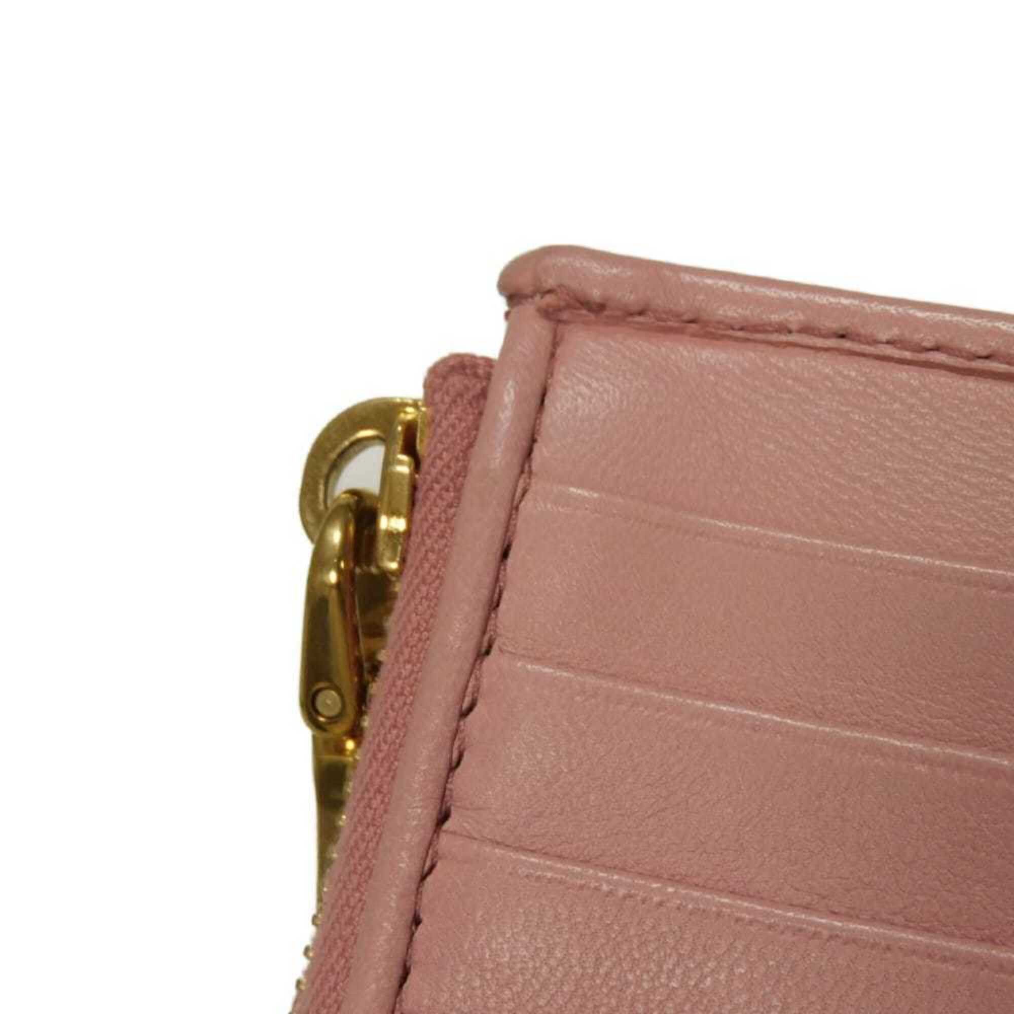 Miu Miu Miu coin case, Matelassé gathered lambskin card case with RFID IC chip, metal logo, pink, 5MB006, women's. Size ONE SIZE - 16 Thumbnail