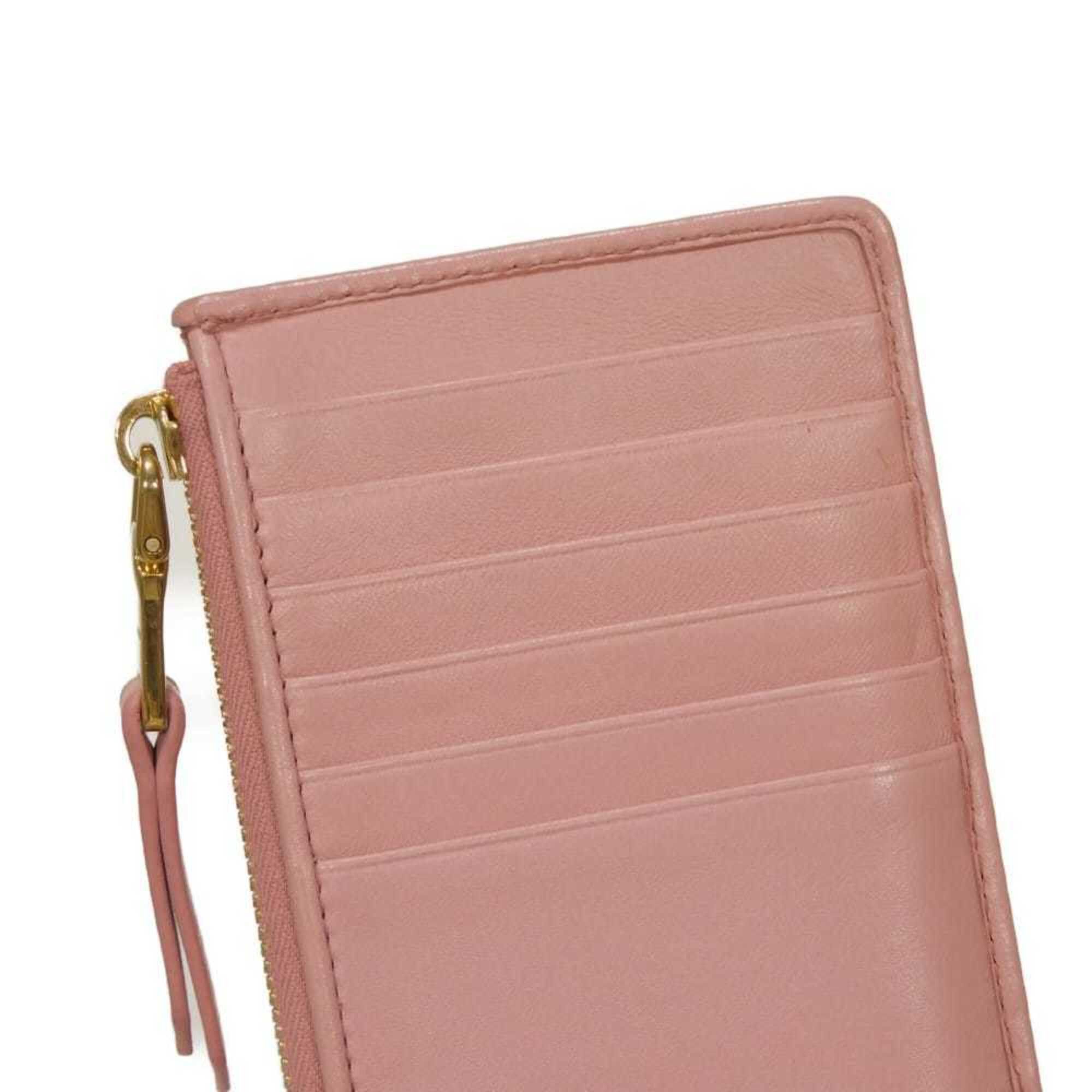 Miu Miu Miu coin case, Matelassé gathered lambskin card case with RFID IC chip, metal logo, pink, 5MB006, women's. Size ONE SIZE - 14 Thumbnail