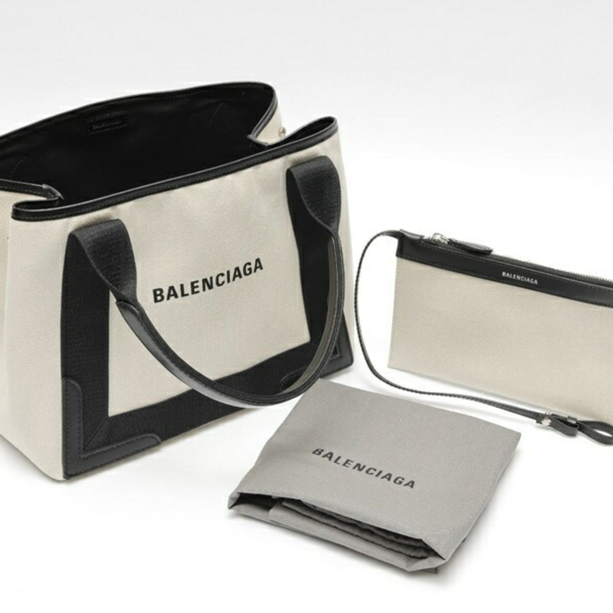 Balenciaga Balenciaga Navy Cabas S Tote Bag 339933 Canvas Leather Natural Black Size ONE SIZE - 6 Thumbnail